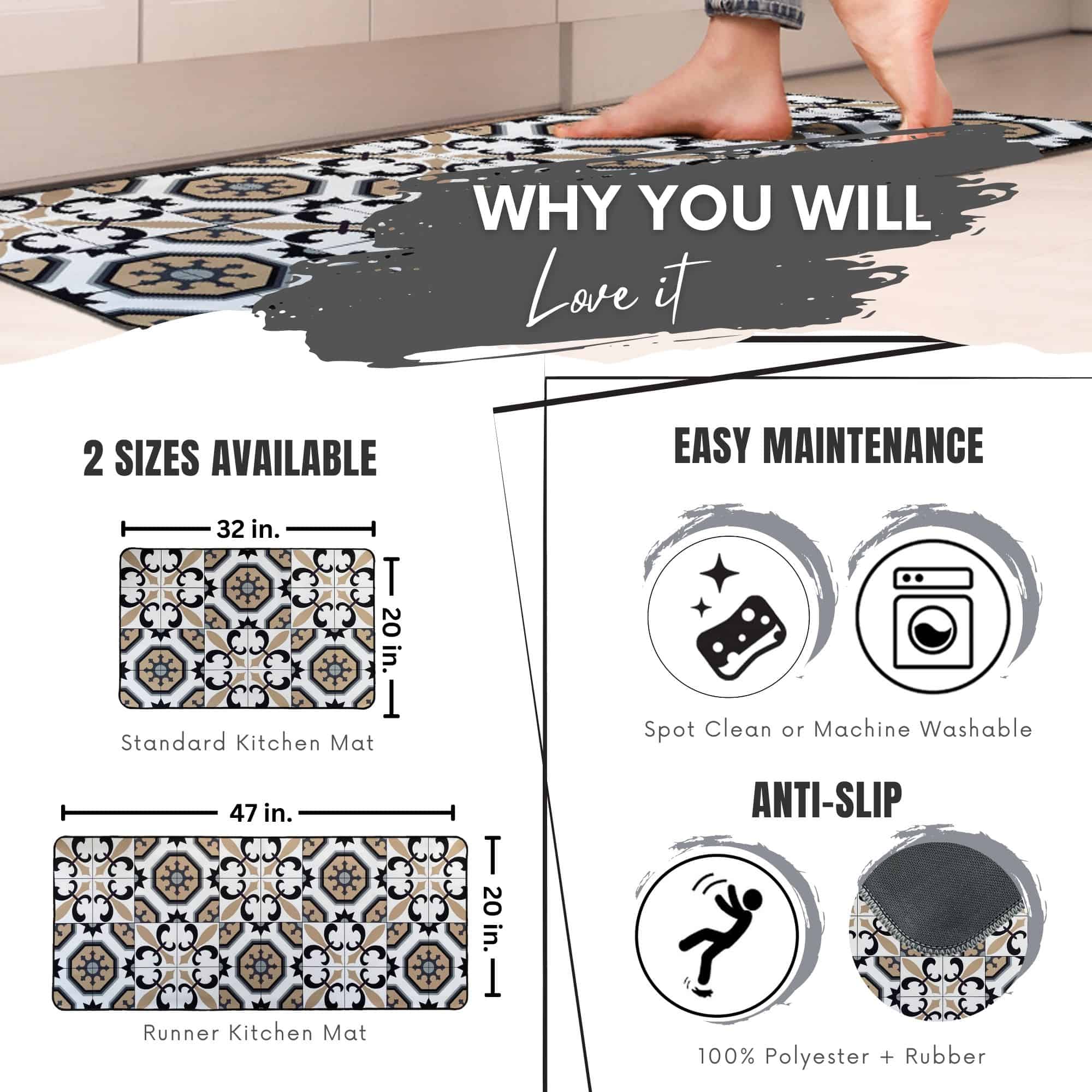 evideco-carmen-tapis-cuisine-carreaux-blanc-beige-80x50-cm image 3