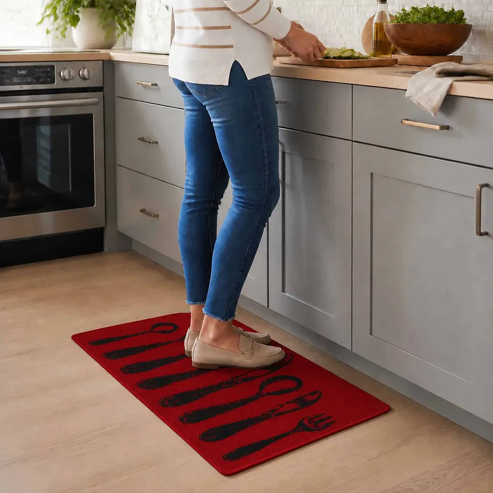 evideco-home-accessories-tapis-cuisine-rouge-couverts-81x51-cm image 1