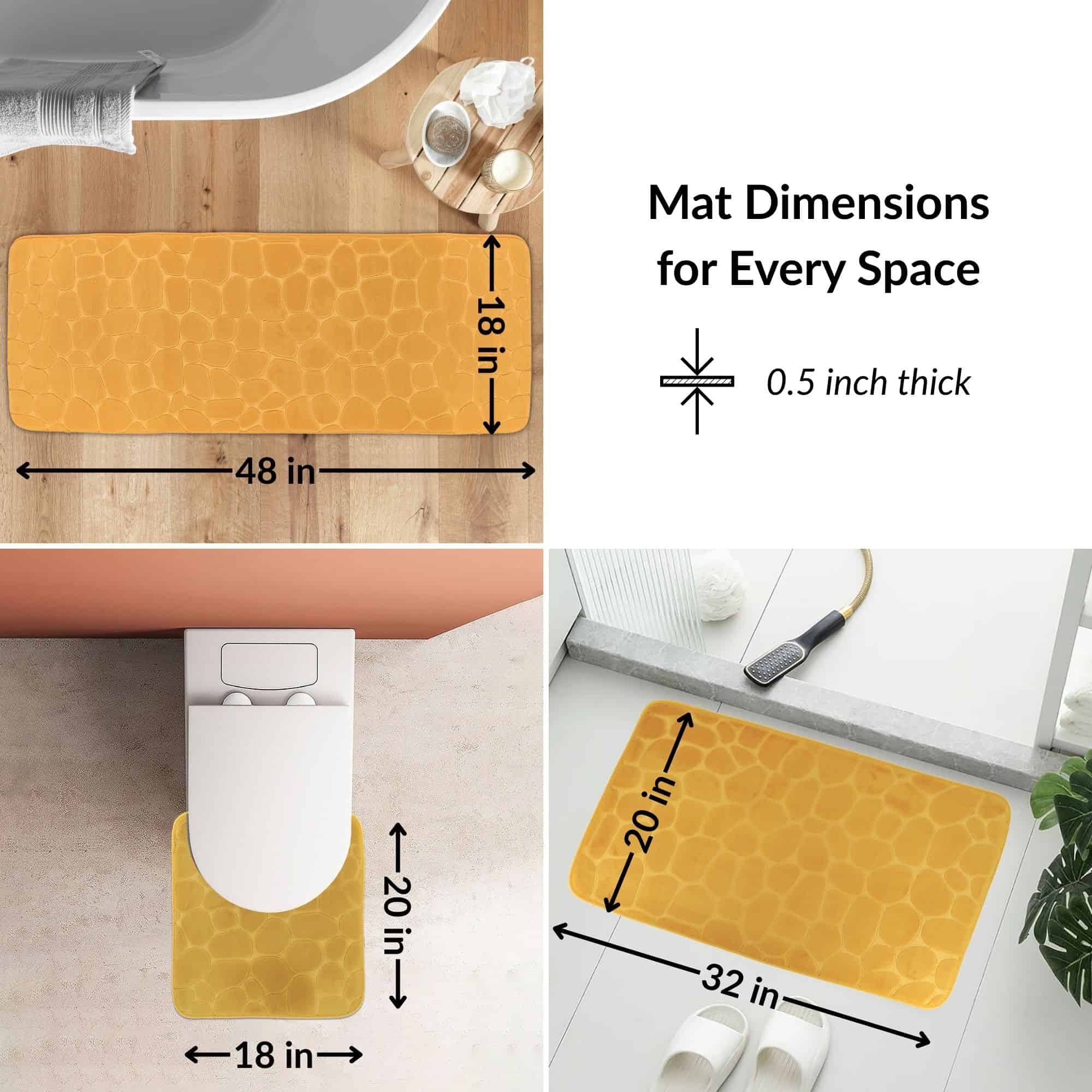 evideco-bathroom-mats-tapis-salle-de-bain-jaune-moutarde-lot-3 image 2