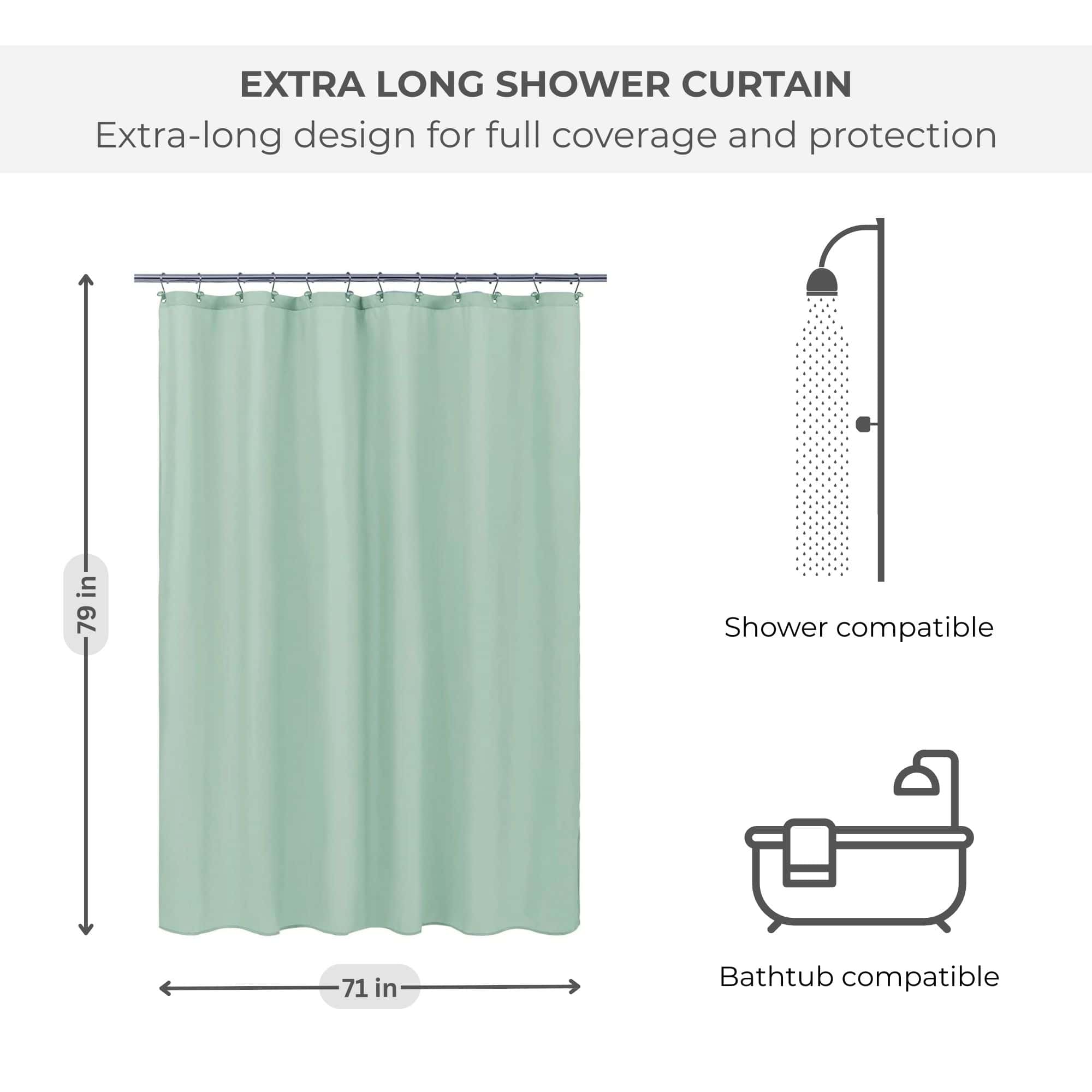evideco-doublure-rideau-douche-vert-amande-71x79-extra-long image 2