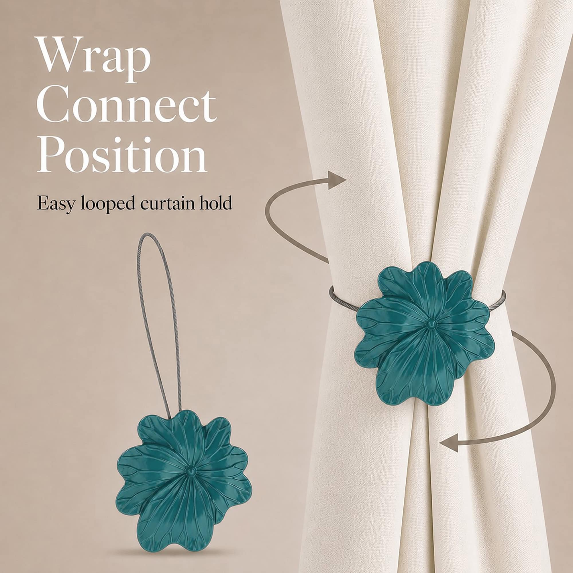 evideco-home-accessories-embrasse-rideau-fleur-vert-fonc-r-sine-magn-tique image 4