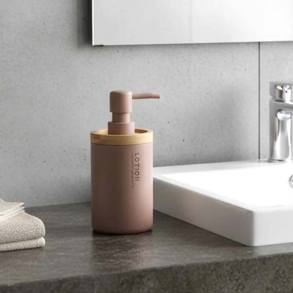 evideco-distributeur-savon-cappuccino-bambou-pompe-rechargeable image 1