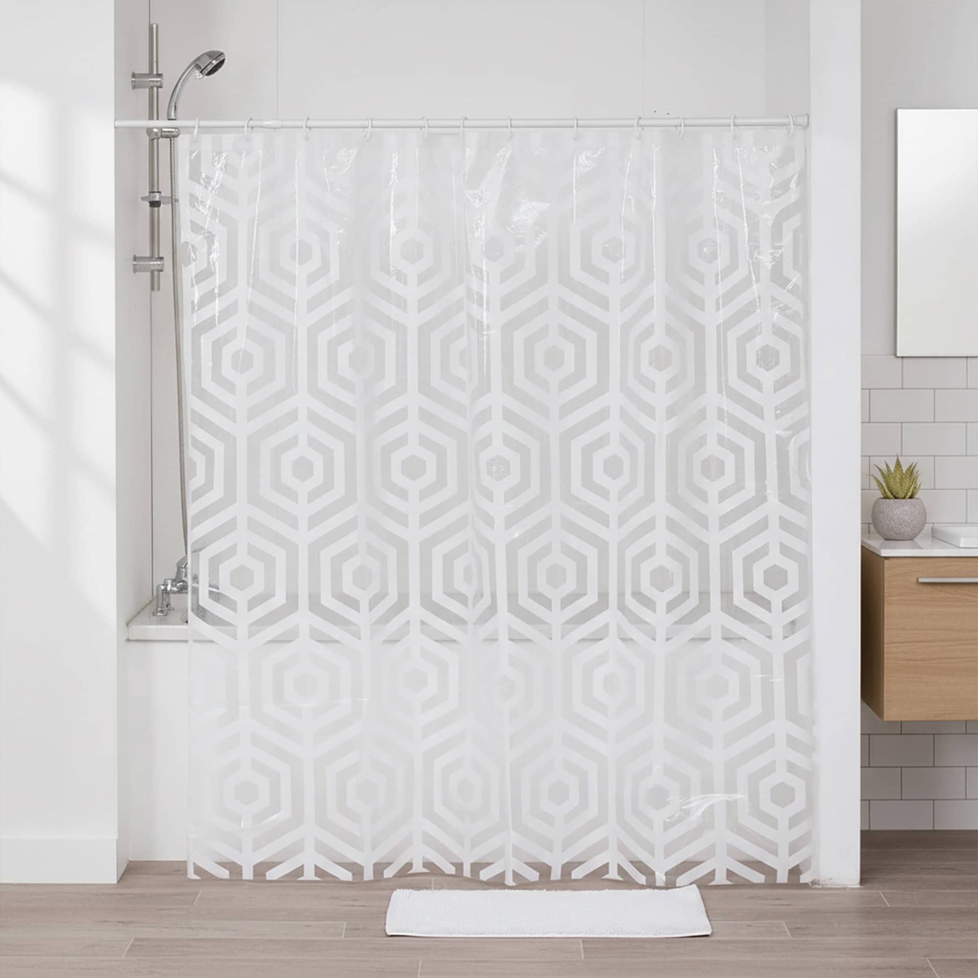 evideco-shower-accessories-rideau-de-douche-peva-hexagone-blanc-180x180 image 2