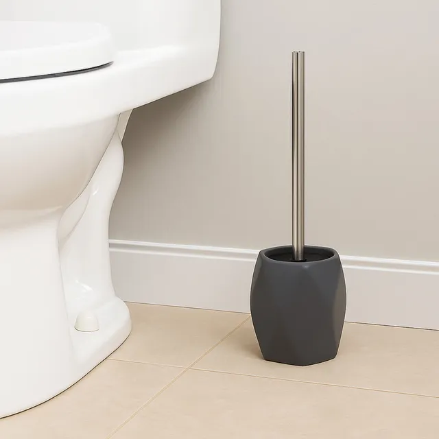 evideco-brosse-wc-diamant-gr-s-gris-t-te-noire-brossage-inox image 1