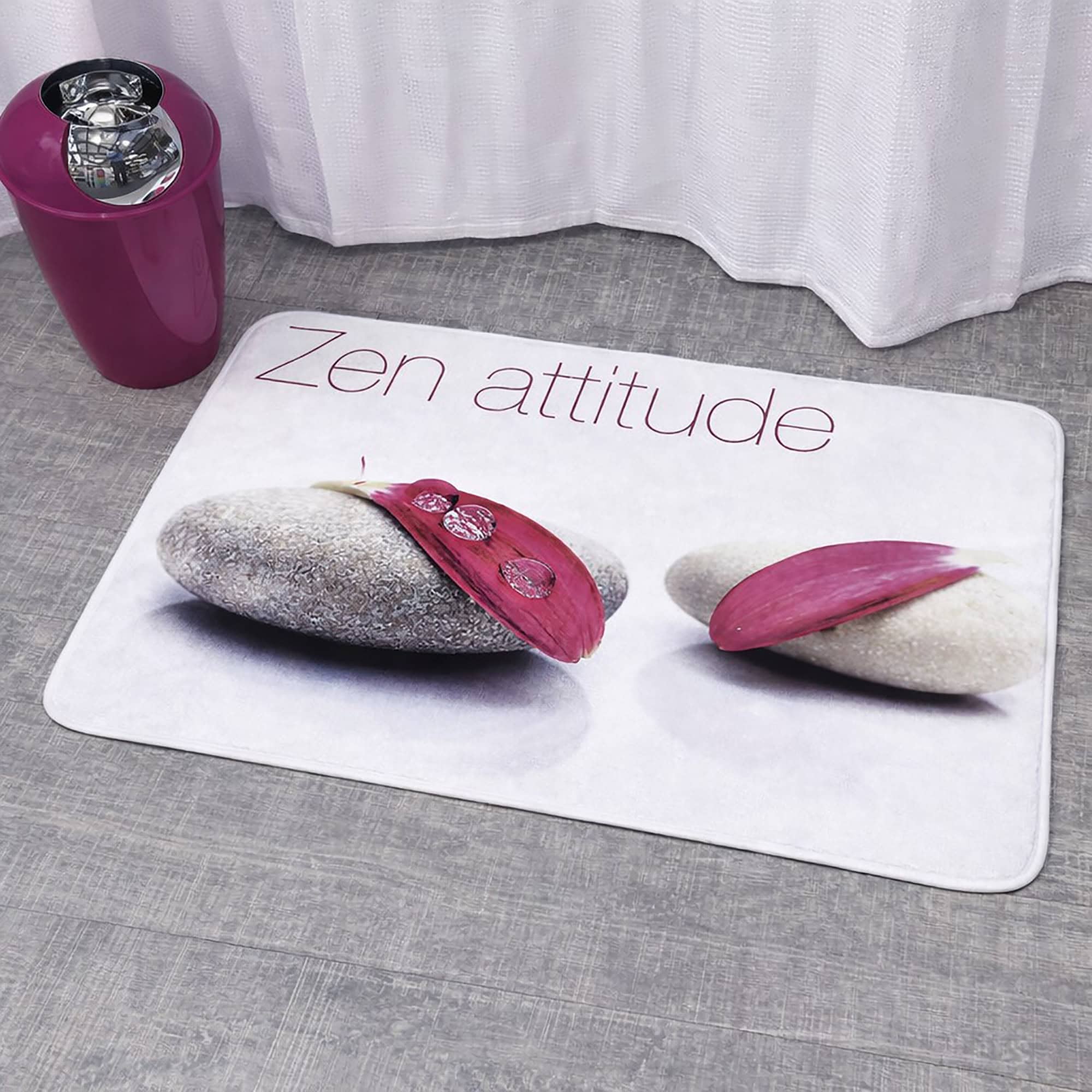 evideco-zen-attitude-tapis-de-bain-m-moire-de-forme-rose-61x91-cm image 2
