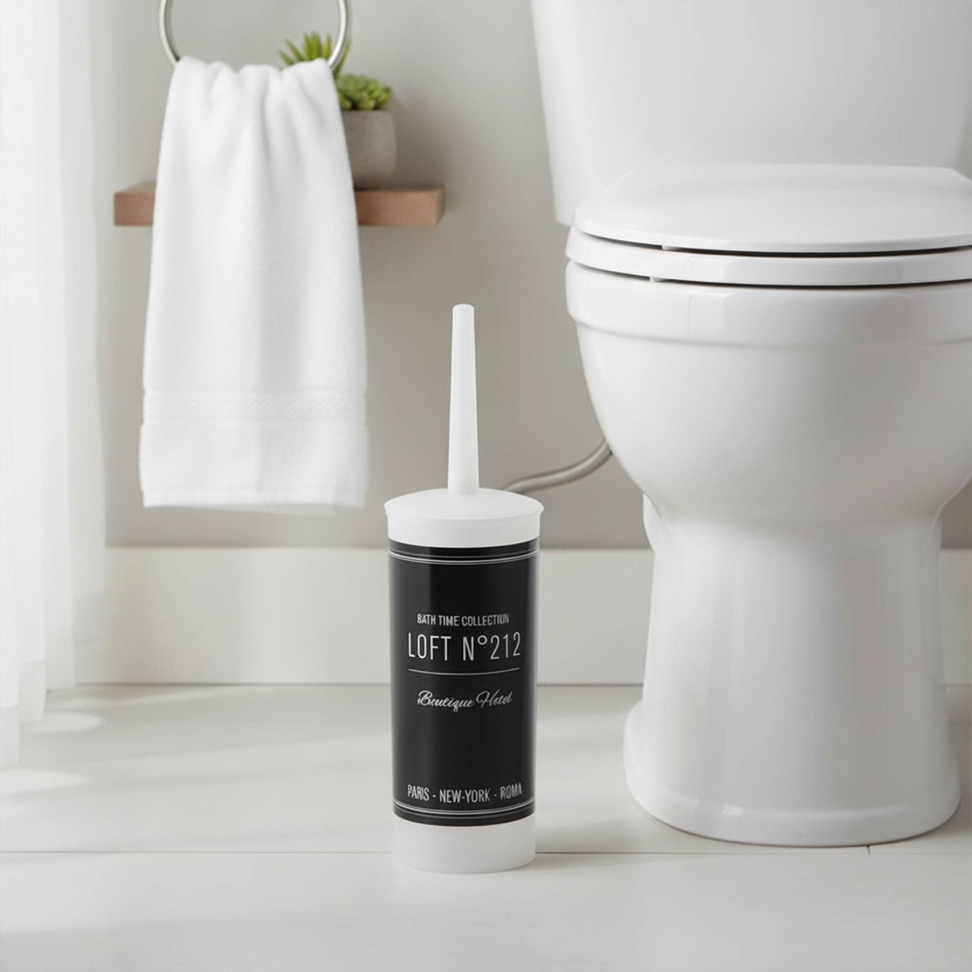 evideco-bath-time-brosse-wc-noire-plastique-avec-support image 1