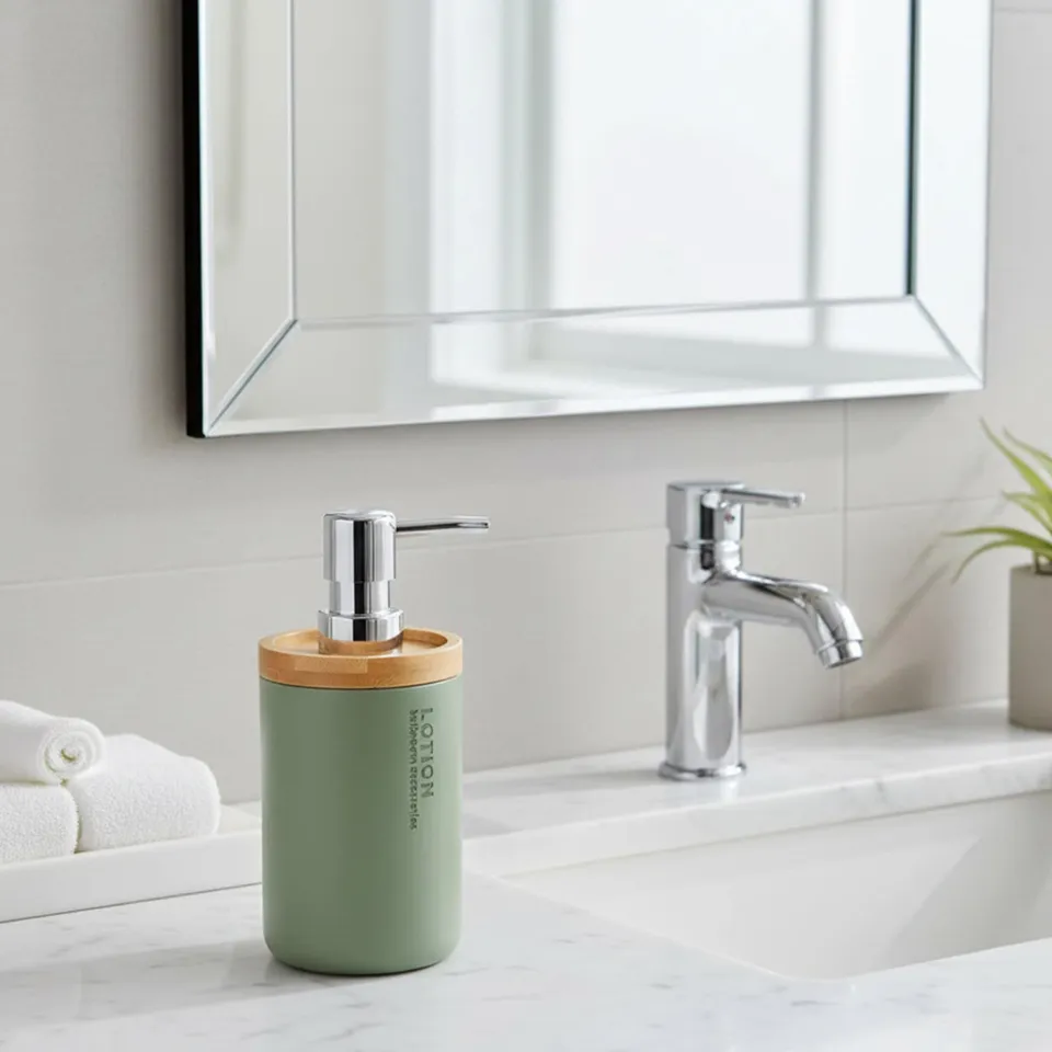 evideco-chic-distributeur-savon-vert-mat-bambou-266ml image 1