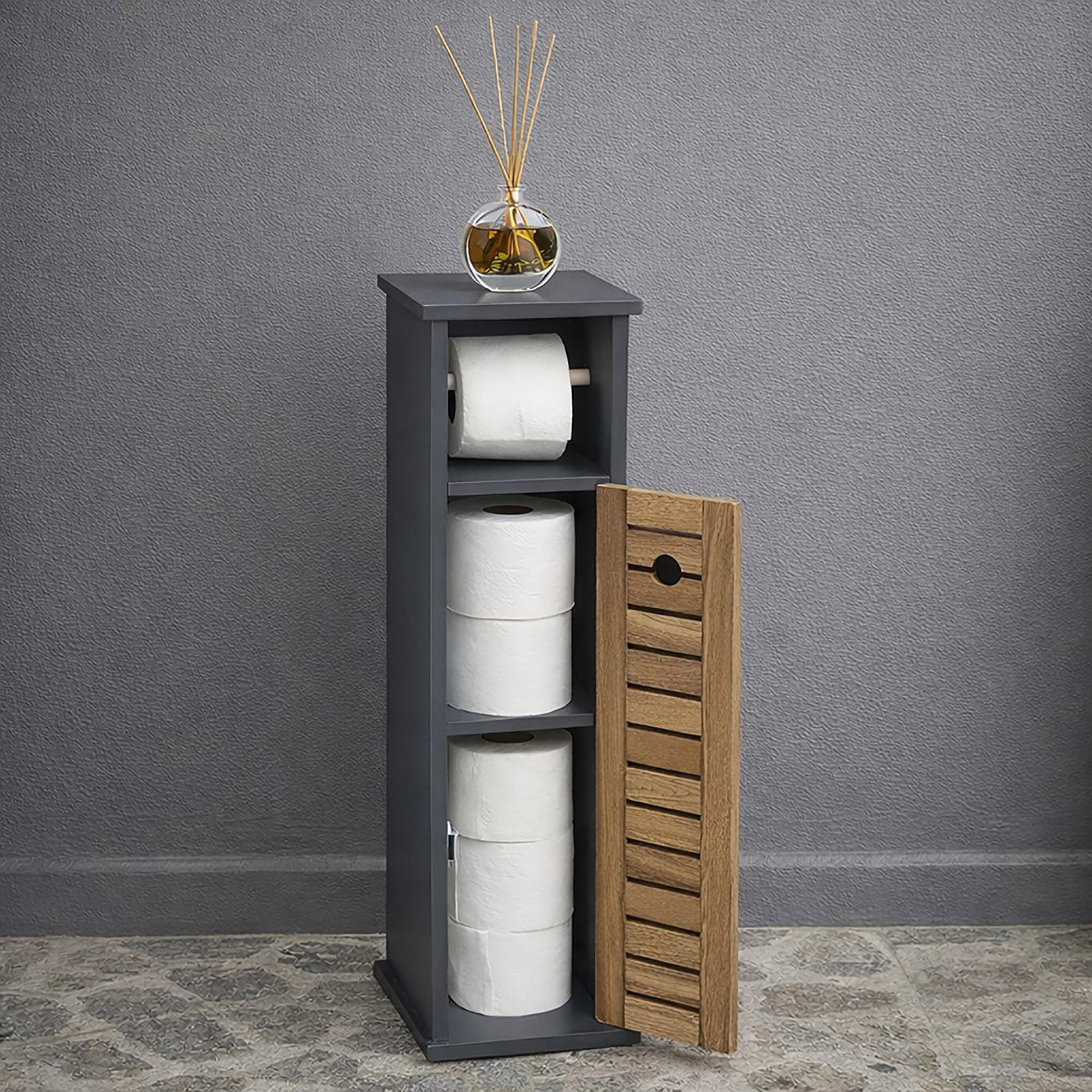 evideco-elements-meuble-wc-papier-toilette-marron-gris-6-rouleaux image 3