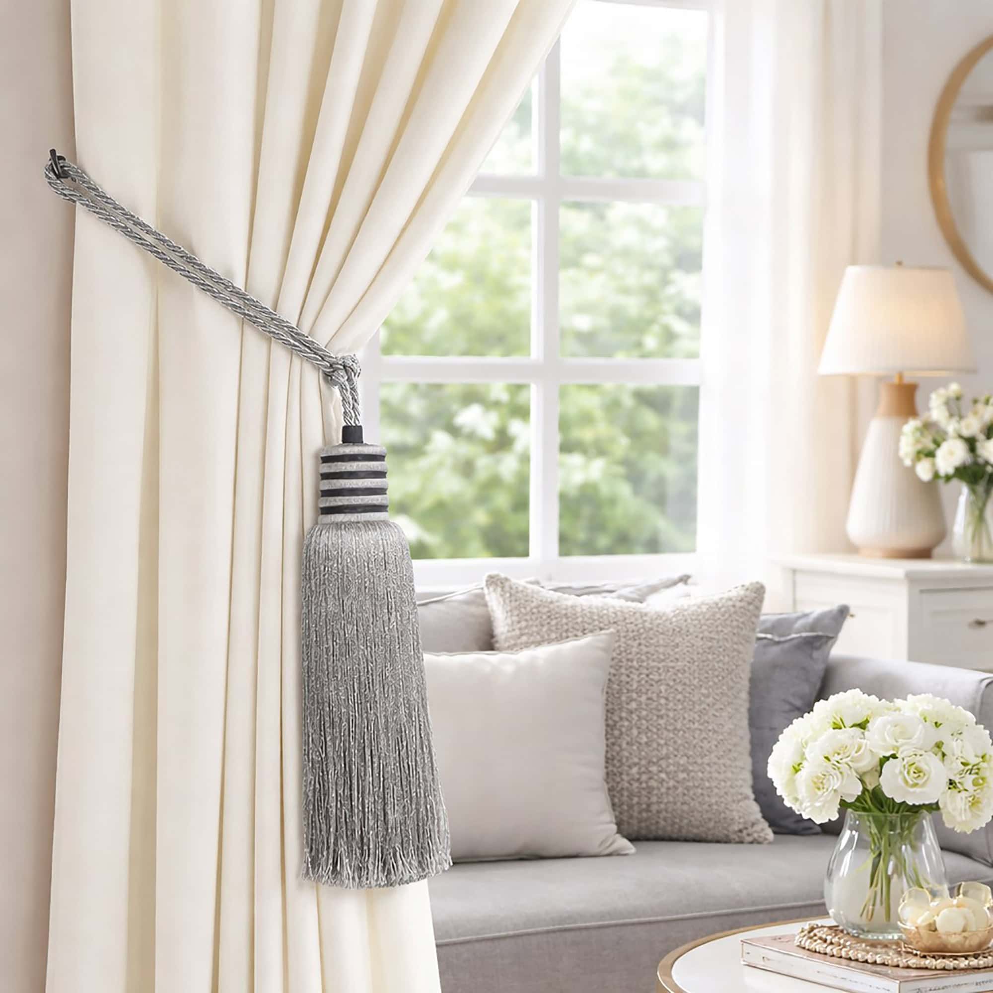 evideco-embrasse-rideau-gris-argent-pompon-84-cm image 2