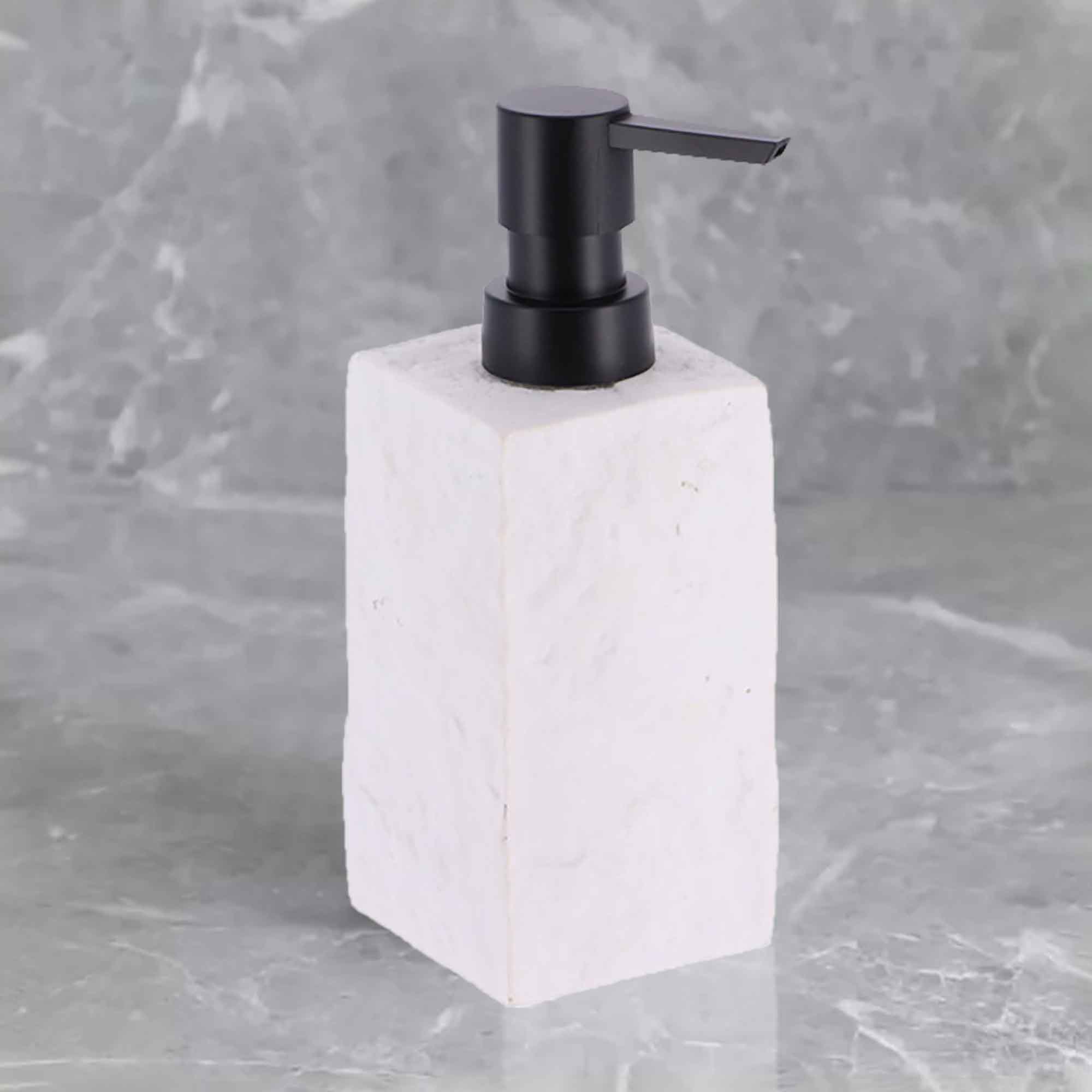 evideco-bathroom-distributeur-savon-r-sine-blanc-effet-pierre-250ml image 3
