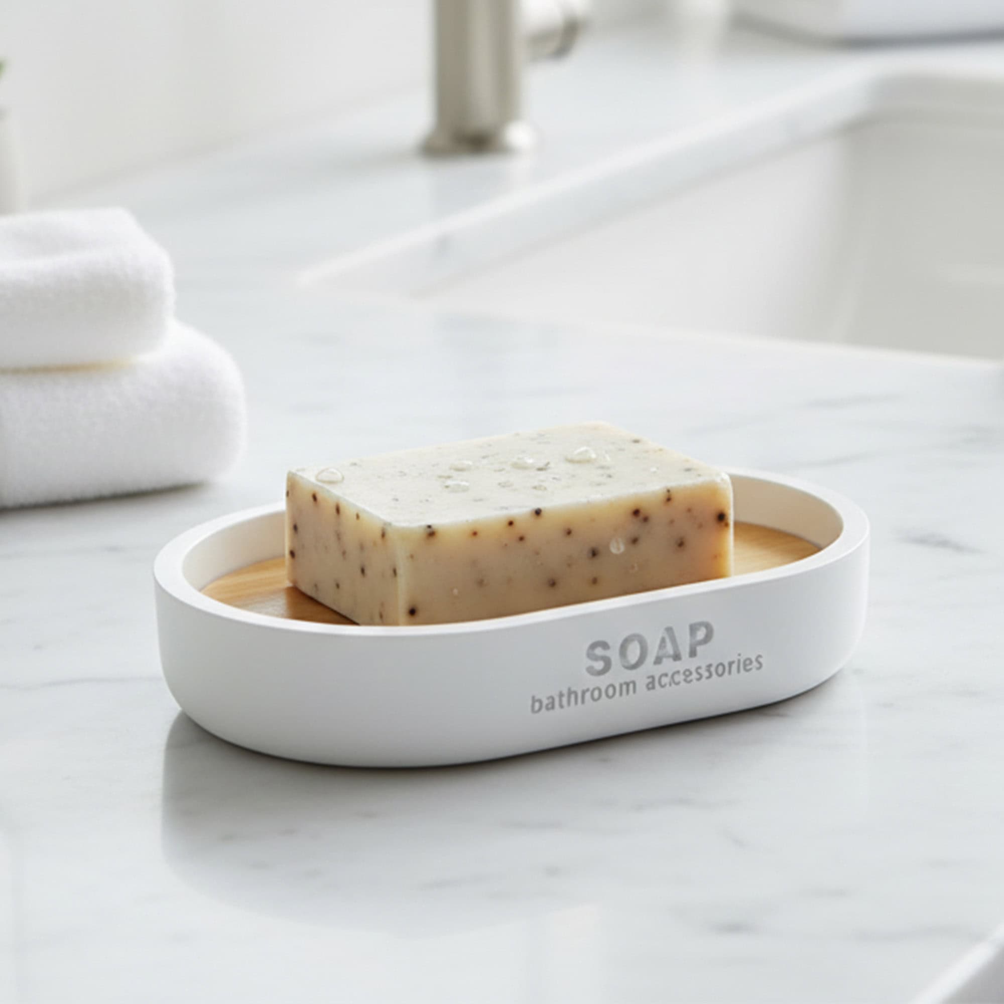 evideco-bathroom-accessories-porte-savon-blanc-mat-bambou-polyresine image 3