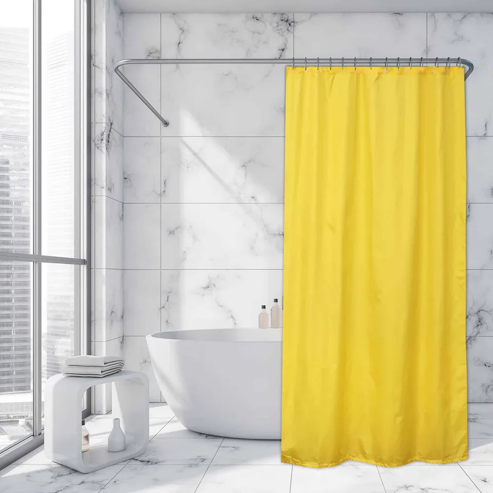 evideco-rideau-de-douche-jaune-extra-long-polyester-200x180-cm image 1