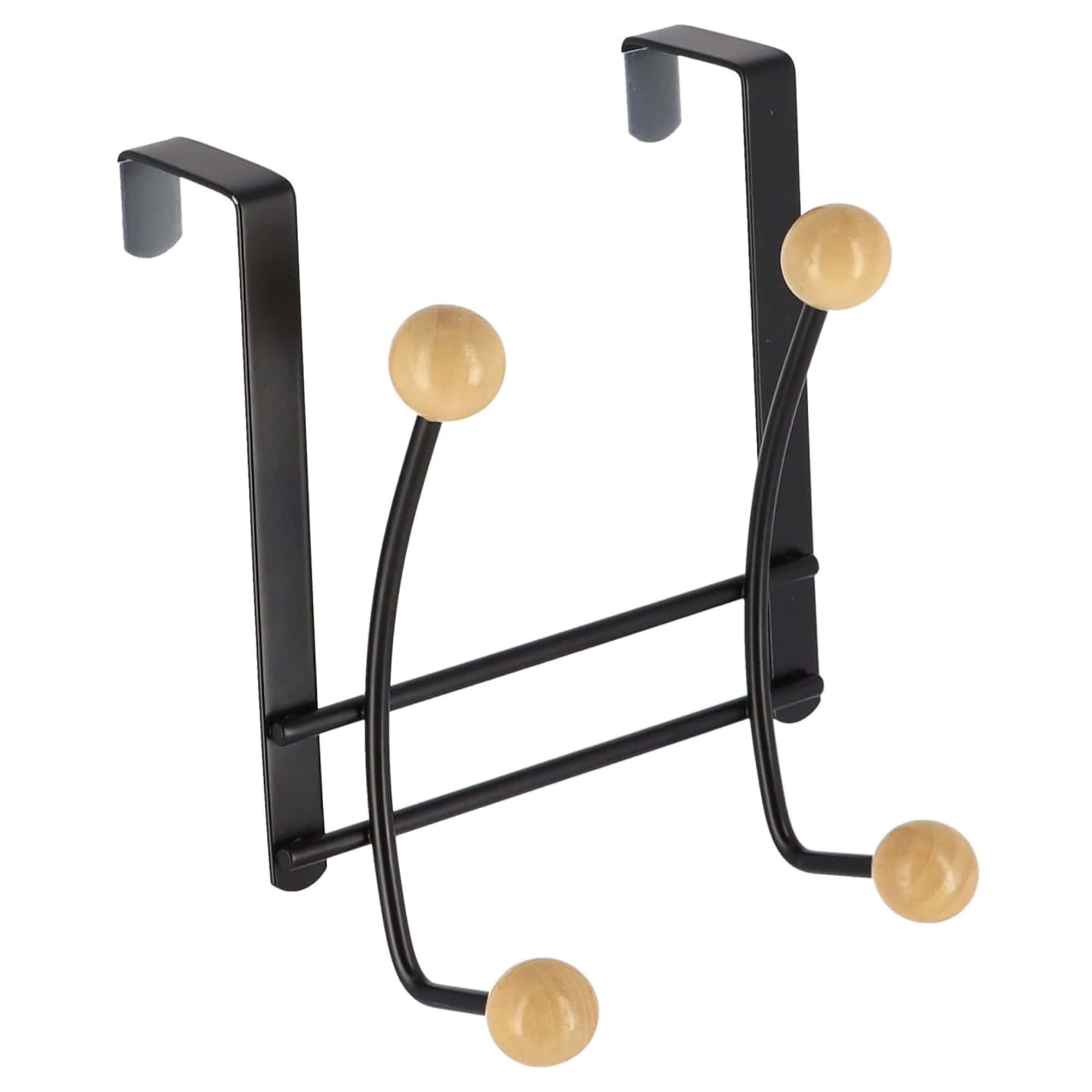 evideco-porte-manteau-sur-porte-noir-4-crochets-bois image 7