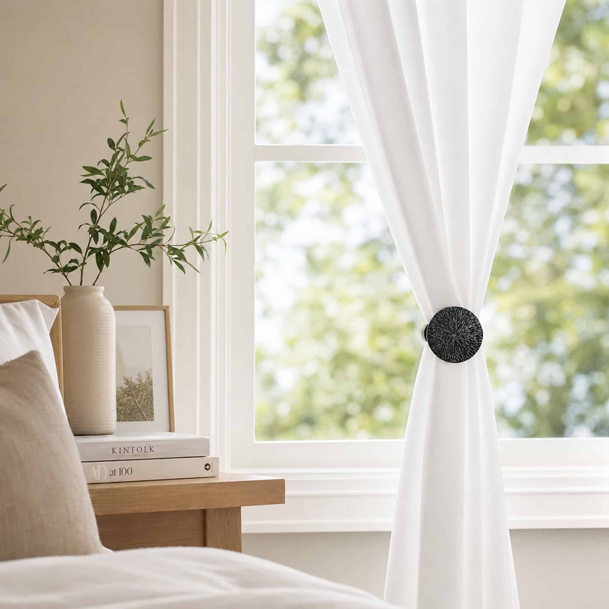 evideco-home-accessories-embrasse-rideau-m-tal-lot-de-2-noir-argent image 1