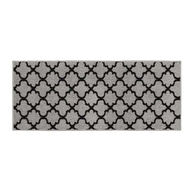 evideco-arabesque-tapis-cuisine-gris-noir-48x20-effet-laine image 1