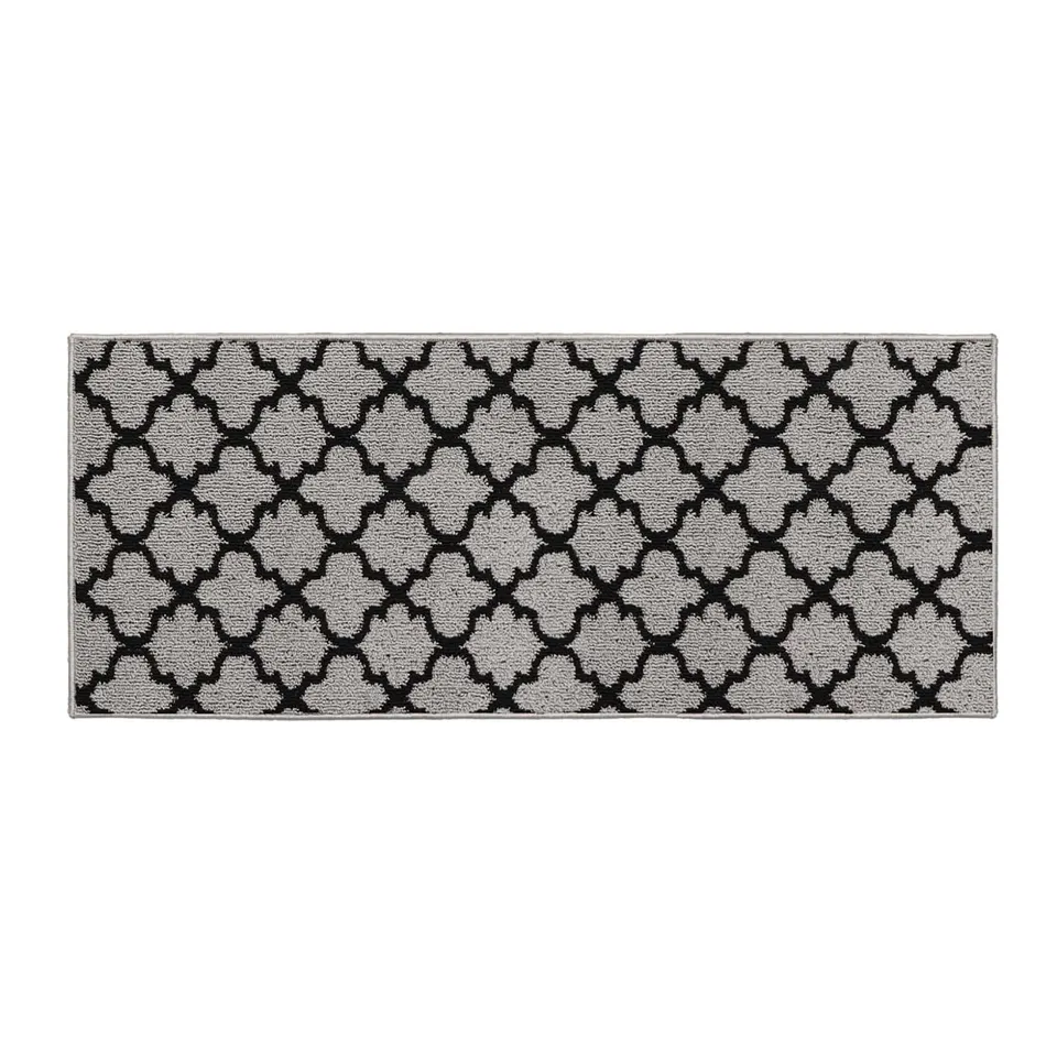 evideco-arabesque-tapis-cuisine-gris-noir-48x20-effet-laine image 1