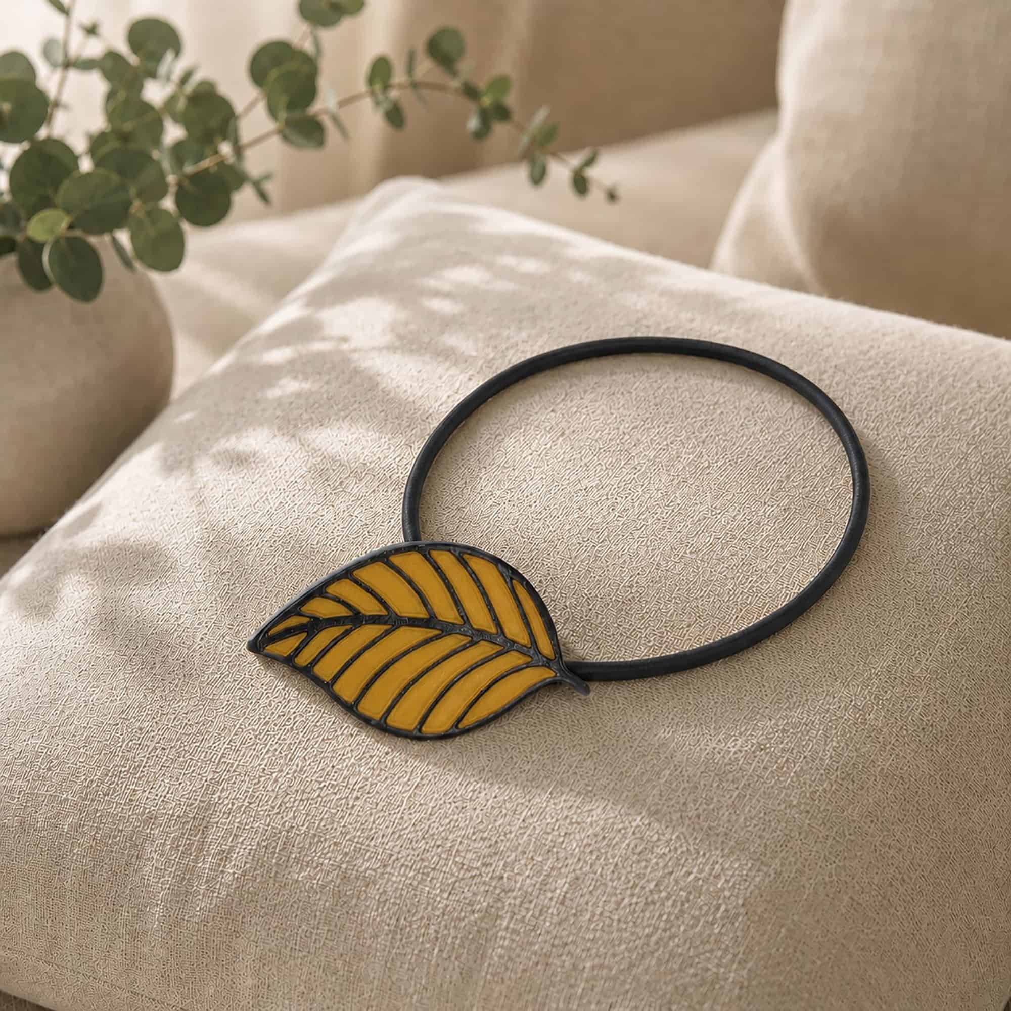 evideco-home-accessories-embrasse-rideau-jaune-feuille-r-sine image 7