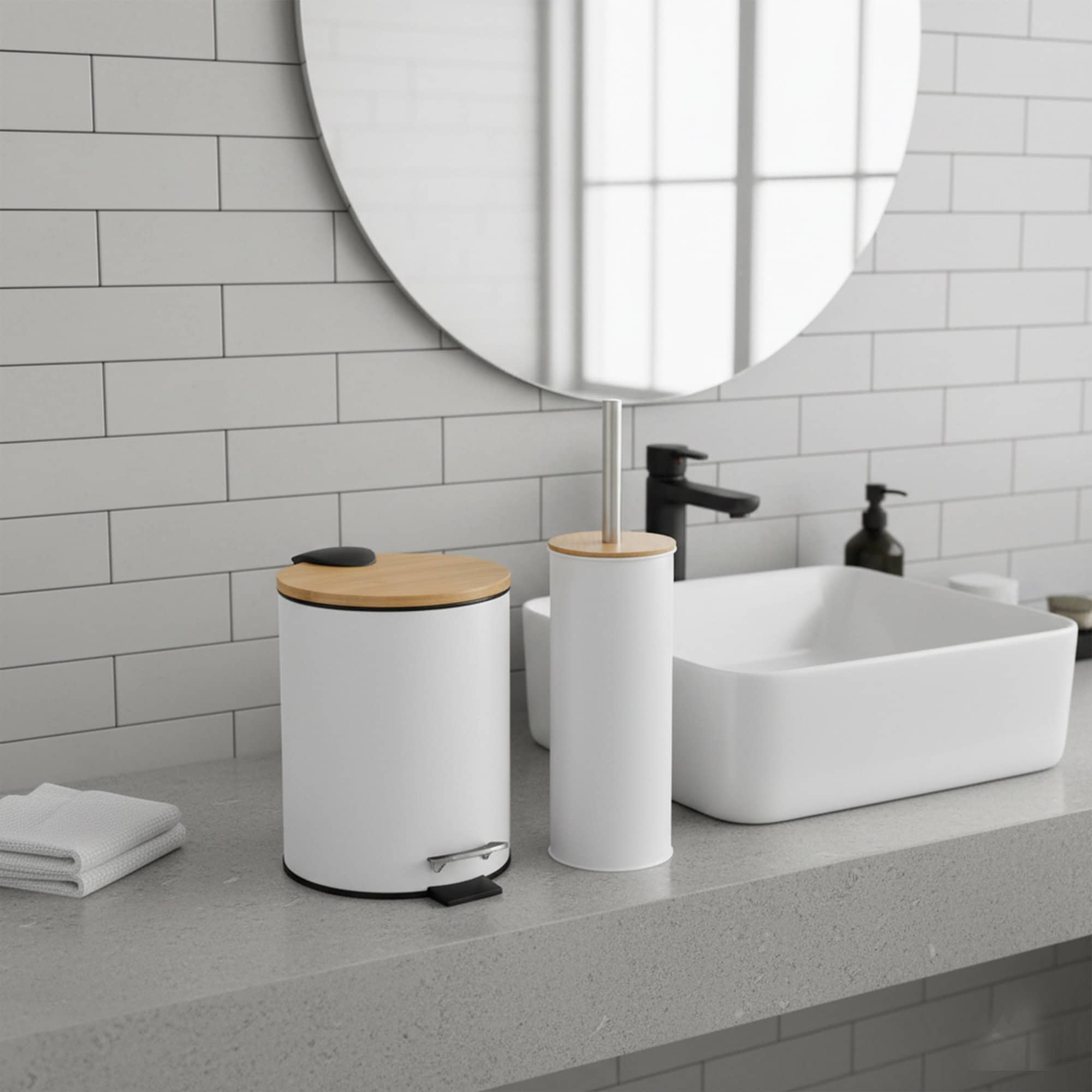 evideco-toilet-seats-set-salle-de-bain-blanc-bambou-poubelle-brosse image 1