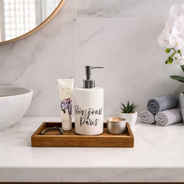 evideco-bathroom-accessories-plateau-acacia-rectangulaire-salle-de-bain image 1