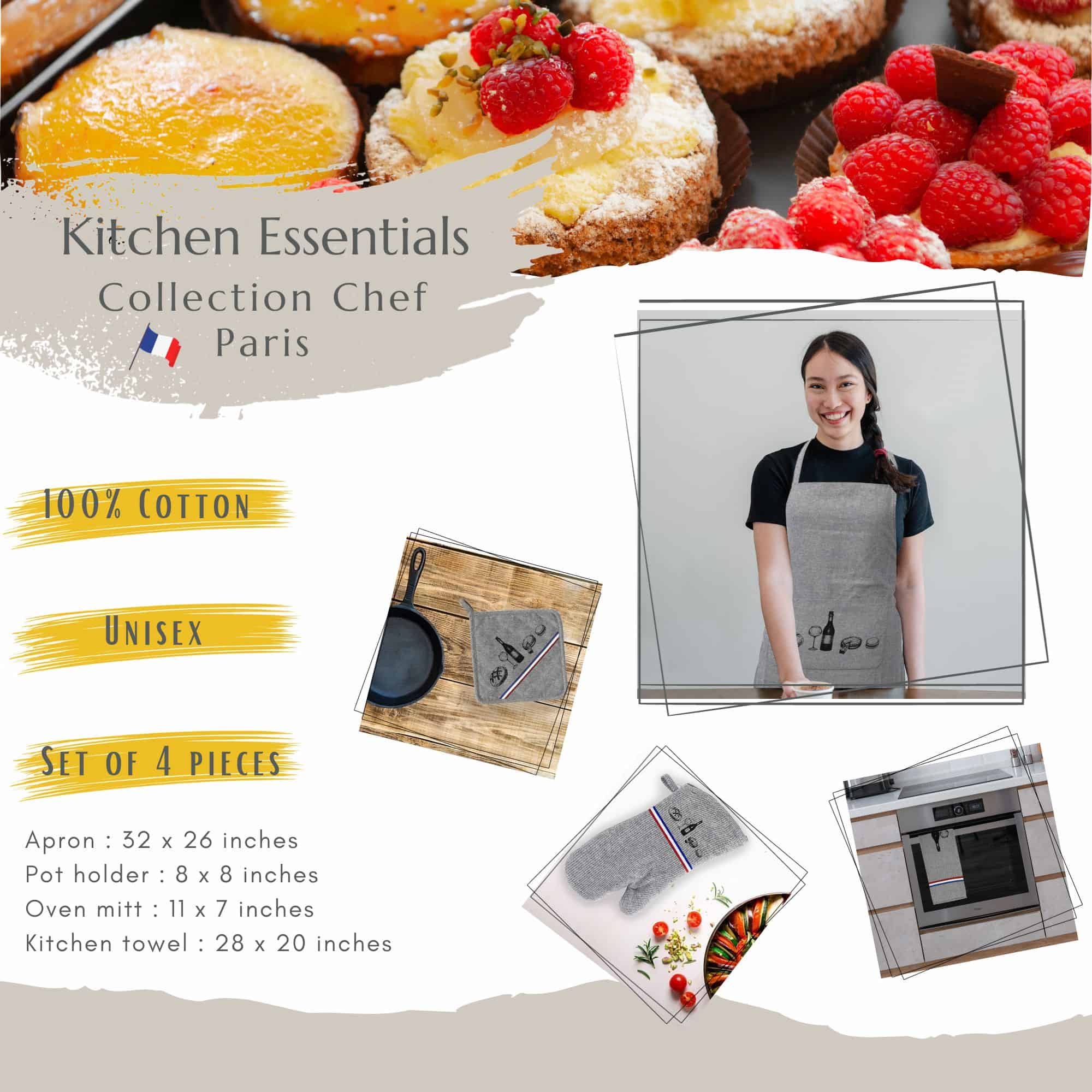 evideco-home-accessories-ensemble-cuisine-4-pi-ces-gris-gourmet-coton image 4