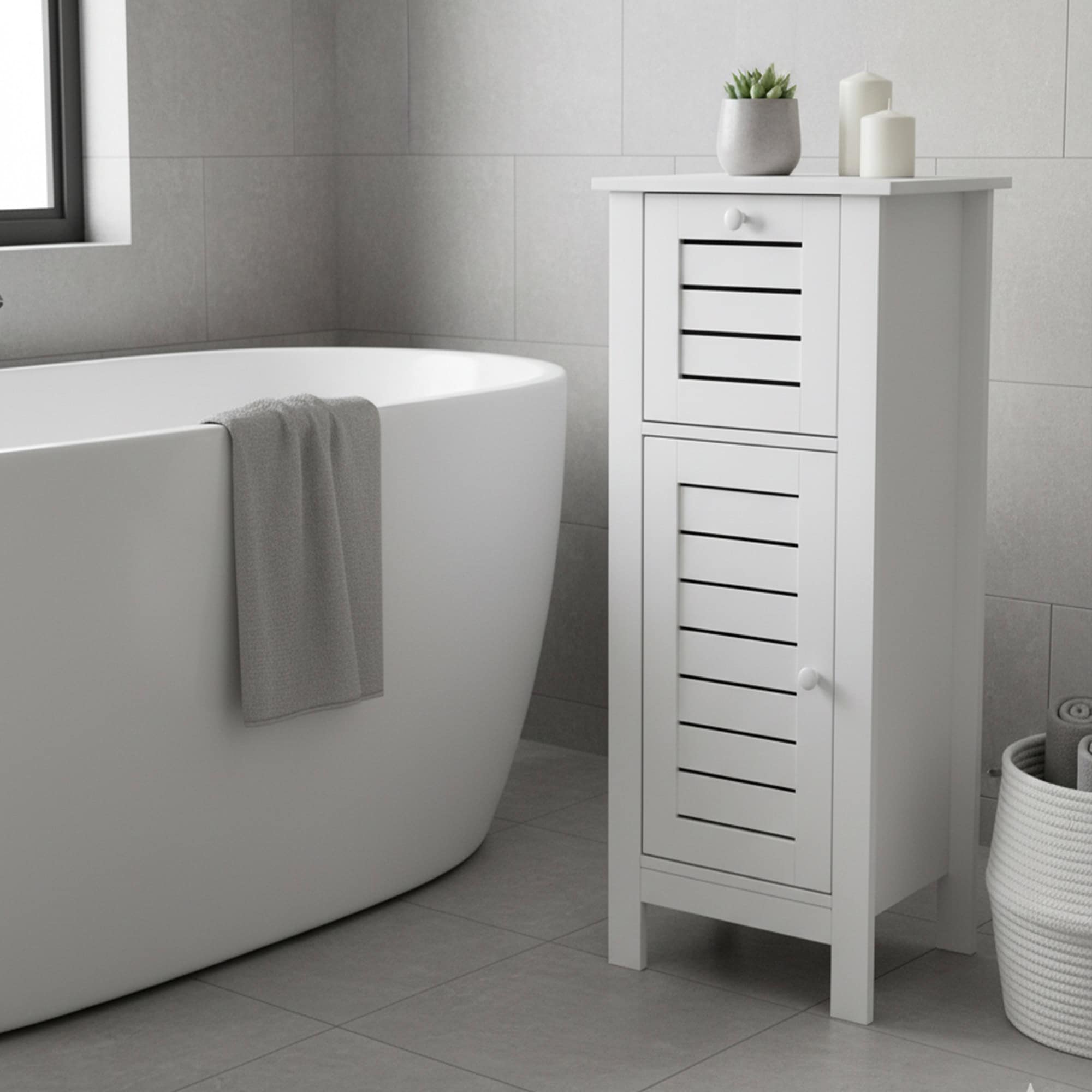 evideco-santorin-petit-meuble-salle-de-bain-blanc-tiroir image 1