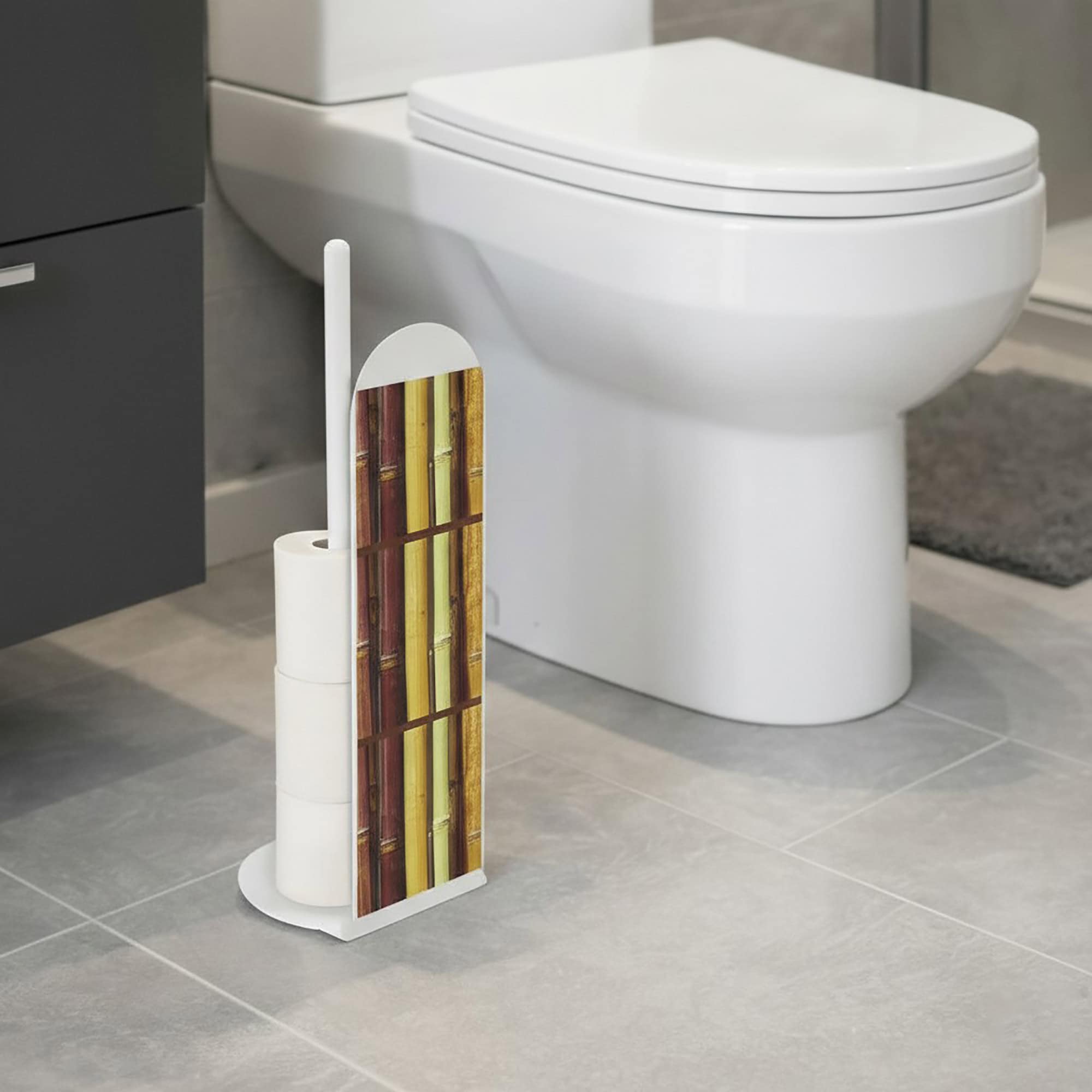 evideco-porte-papier-toilette-sur-pied-bambou-marron-4-rouleaux image 2