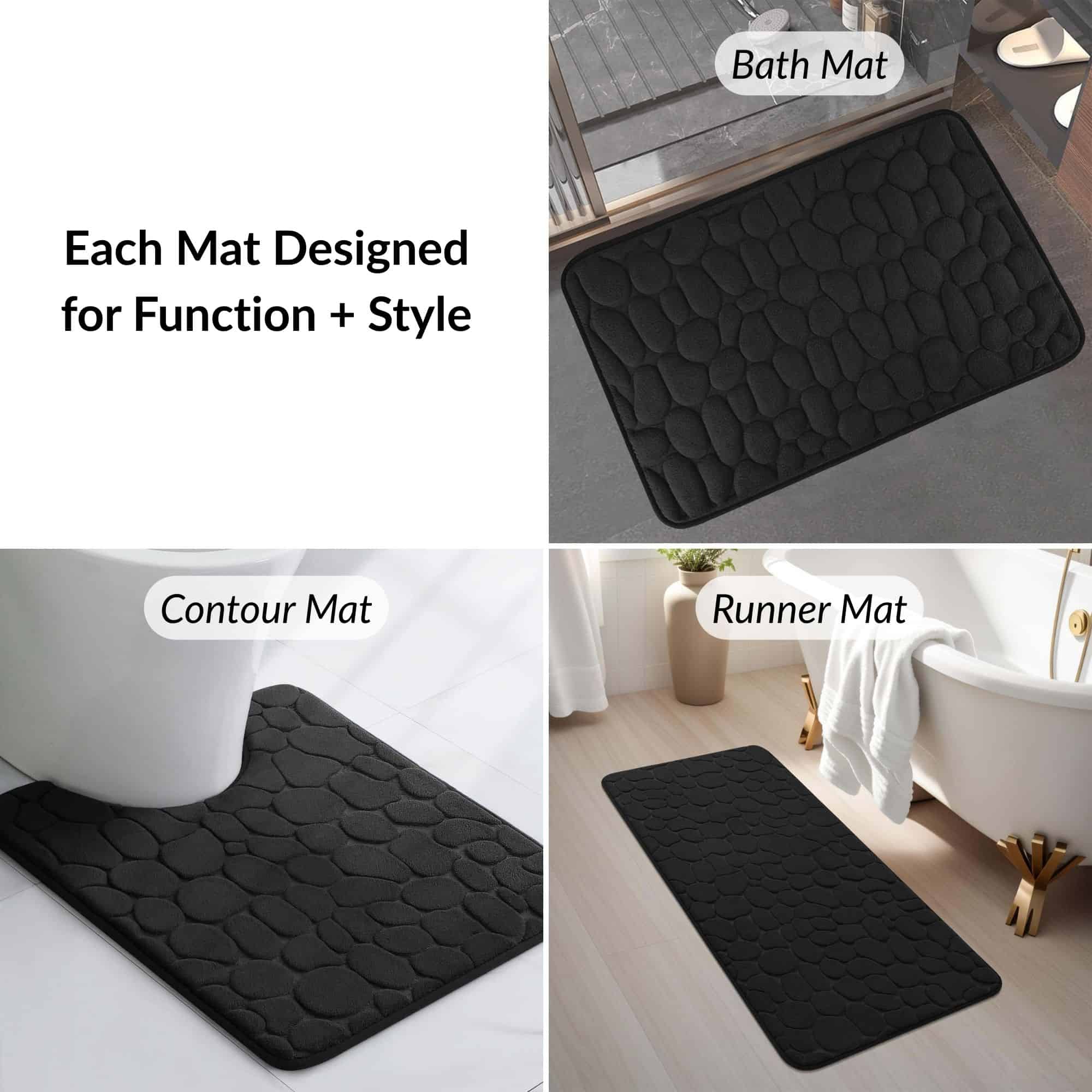 evideco-bathroom-mats-tapis-salle-de-bain-noir-3-pi-ces-m-moire image 4