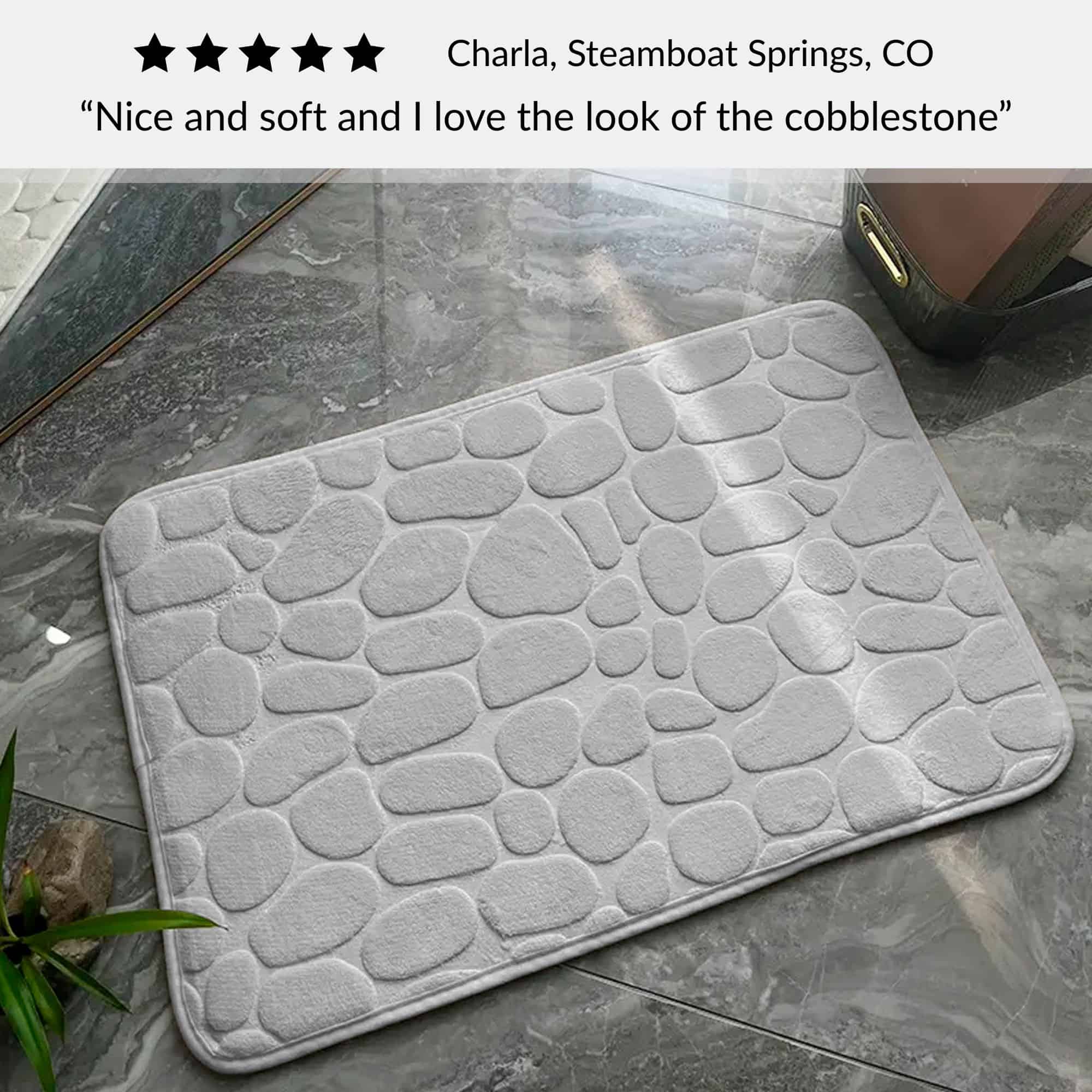 evideco-tapis-de-bain-m-moire-gris-clair-galets-32x20 image 7