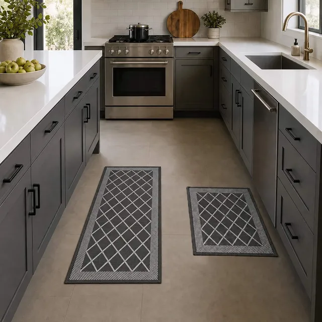 evideco-diamond-gray-lot-2-tapis-cuisine-gris-20x32-20x48 image 1