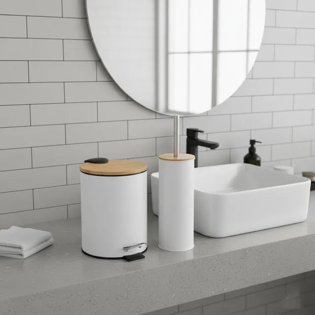evideco-toilet-seats-set-salle-de-bain-blanc-bambou-poubelle-brosse image 1