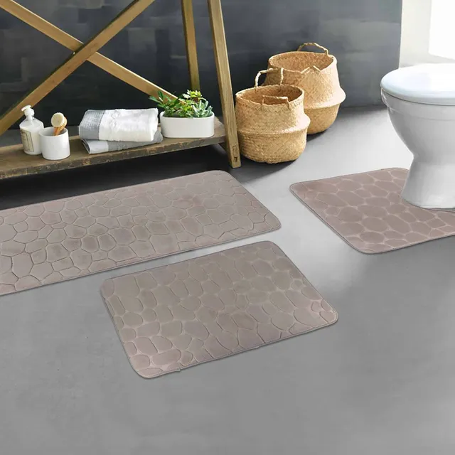 evideco-bathroom-mats-tapis-salle-de-bain-taupe-m-moire-lot-3 image 1