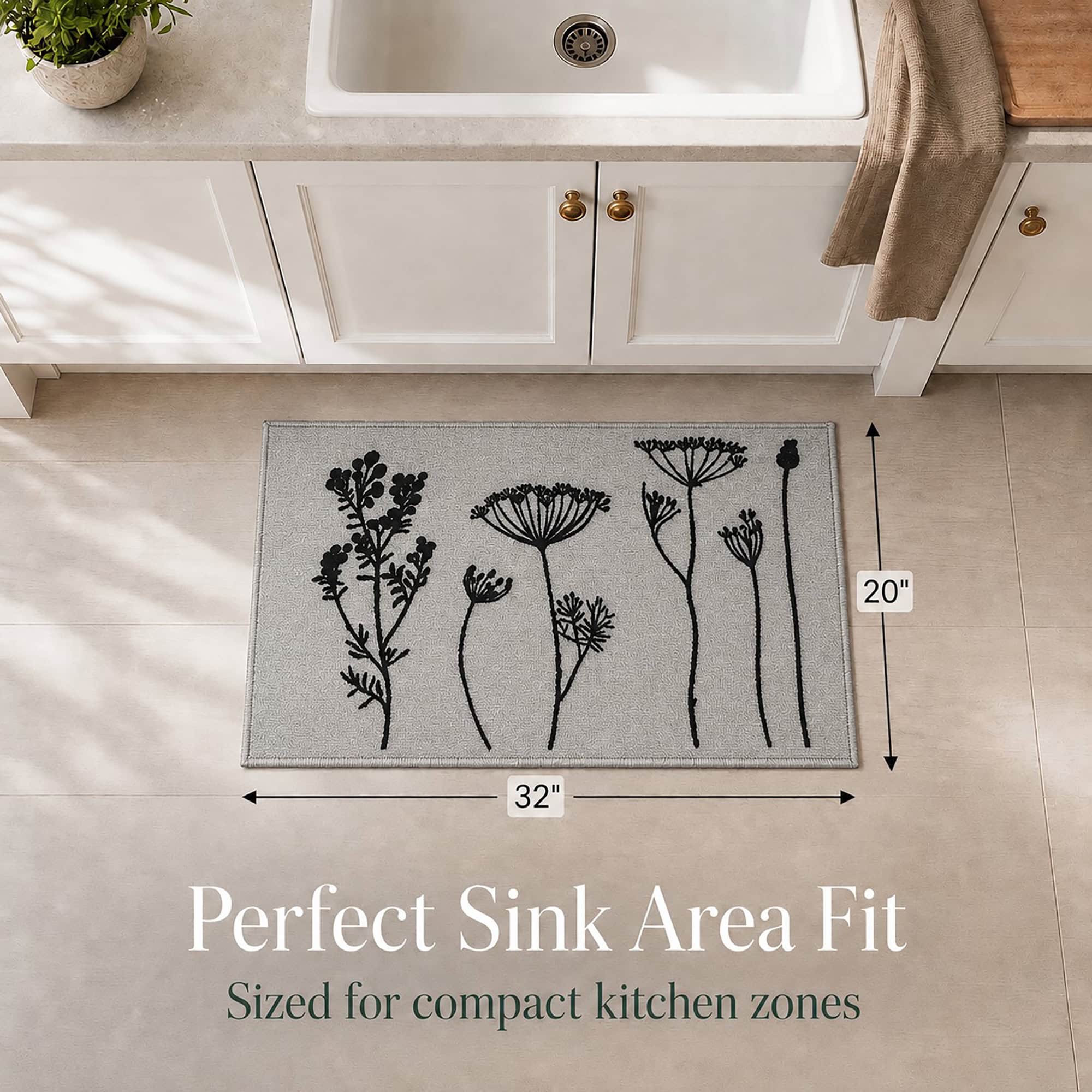 evideco-wildflowers-tapis-cuisine-80x50-gris-noir-fleurs image 3