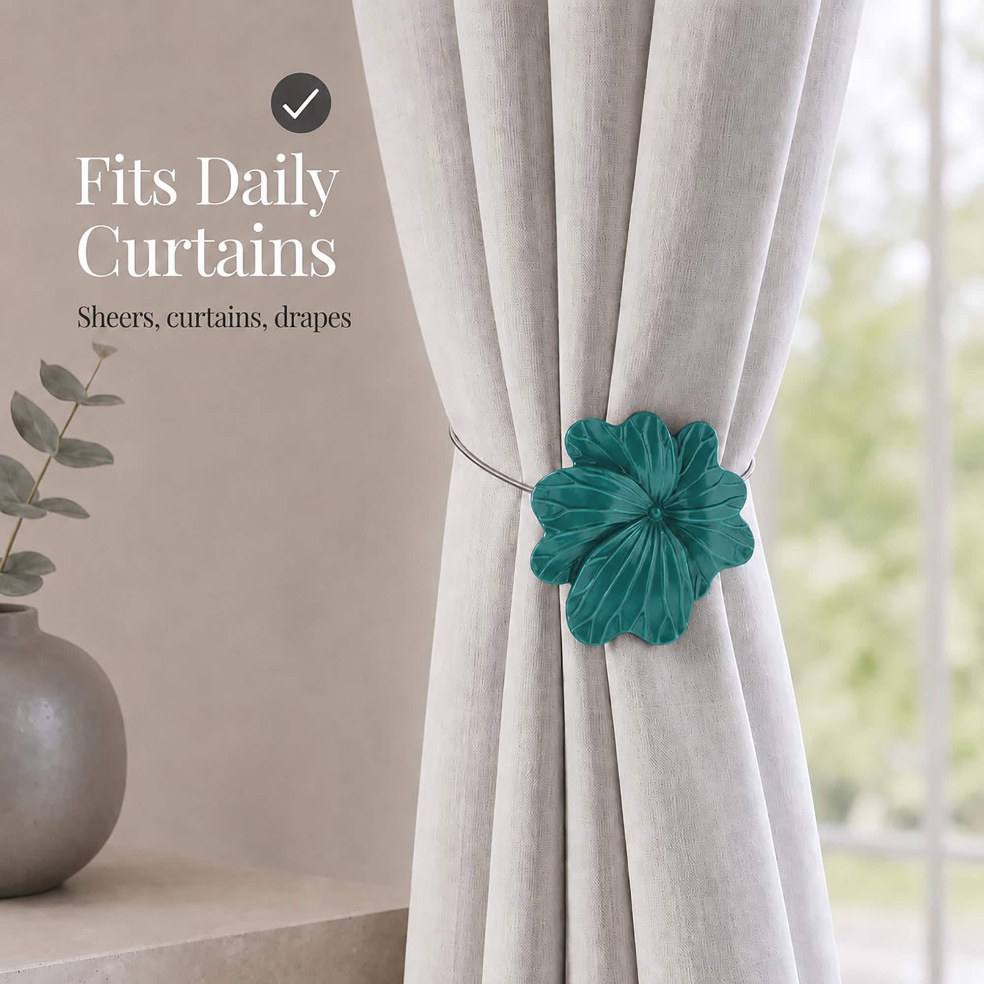 evideco-home-accessories-embrasse-rideau-fleur-vert-fonc-r-sine-magn-tique image 7