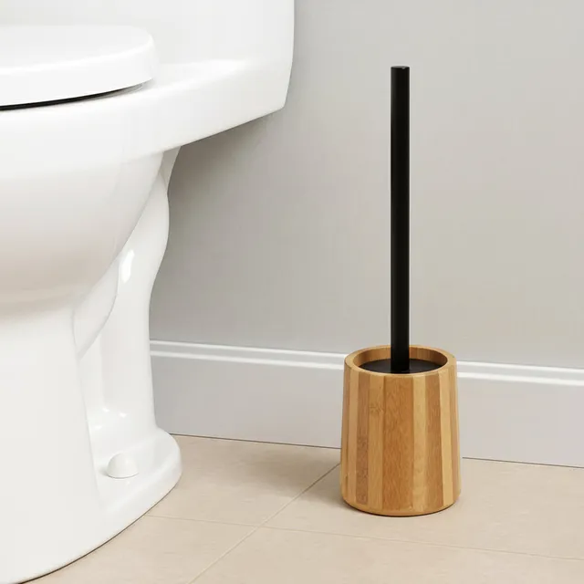 evideco-brosse-wc-bambou-support-manche-noir image 1