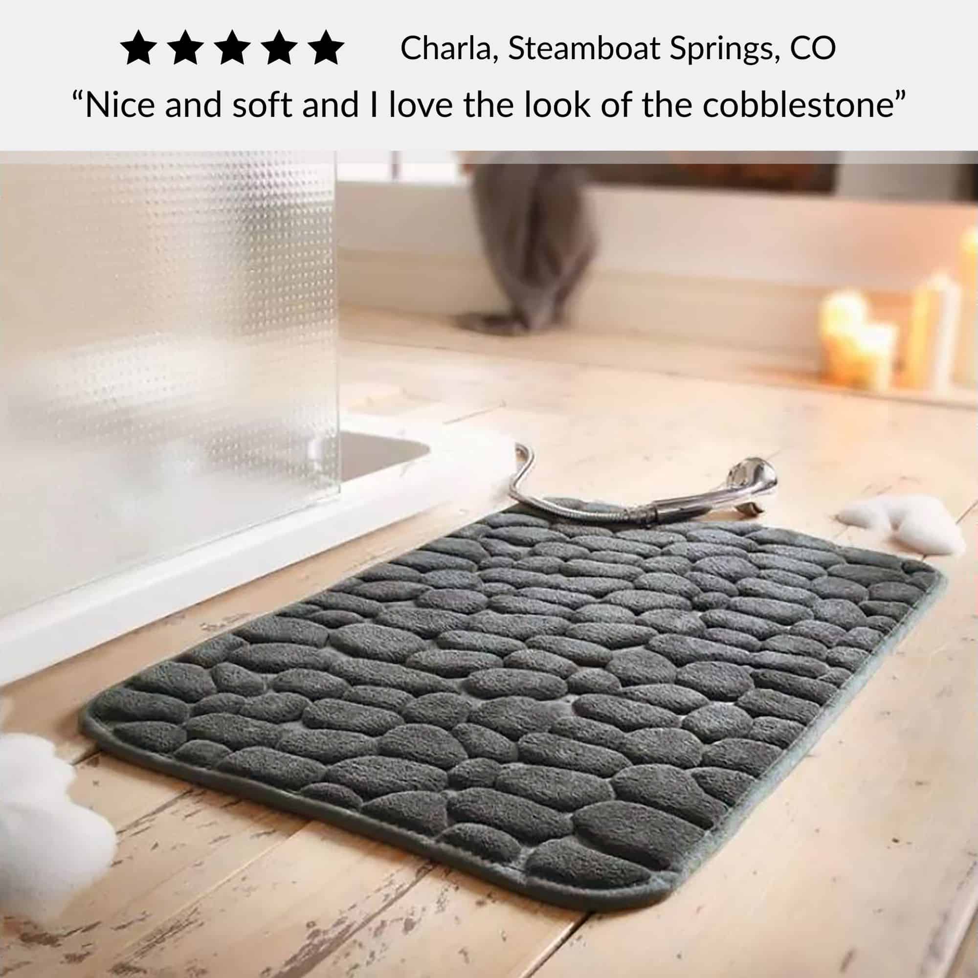 evideco-bathroom-mats-tapis-de-bain-m-moire-gris-fonc-galets-81x51 image 7