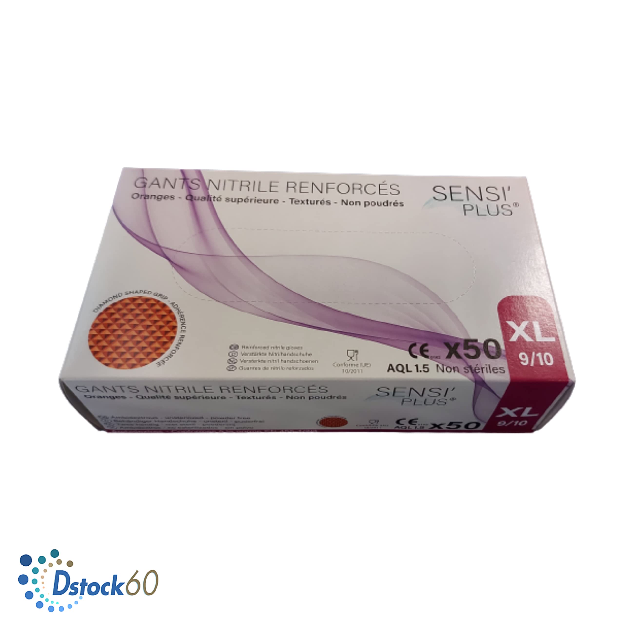 dstock60-sensi-plus-gants-nitrile-orange-xl-bo-te-50-diamant image 3