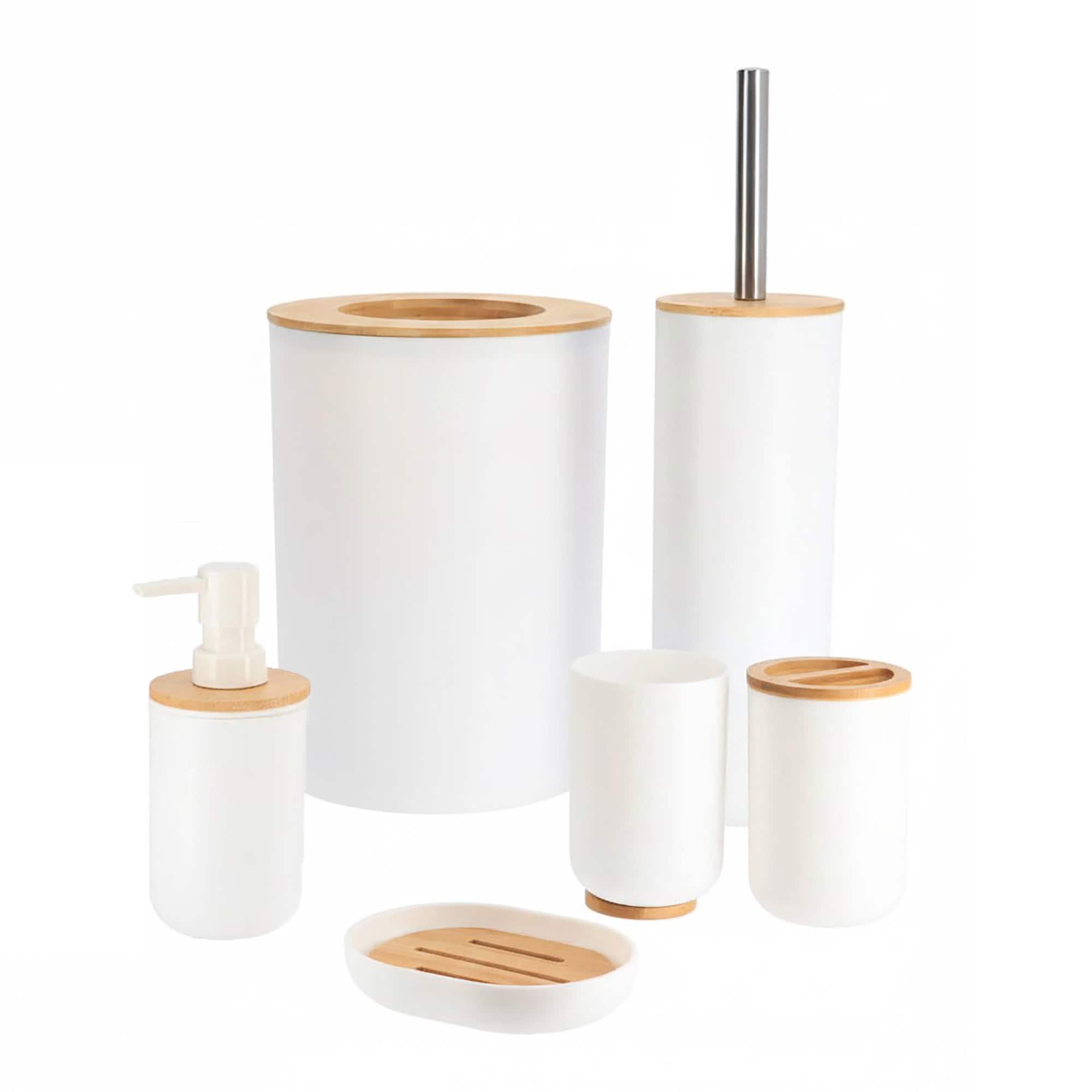 evideco-padang-set-accessoires-salle-de-bain-blanc-bambou-6-pi-ces image 5