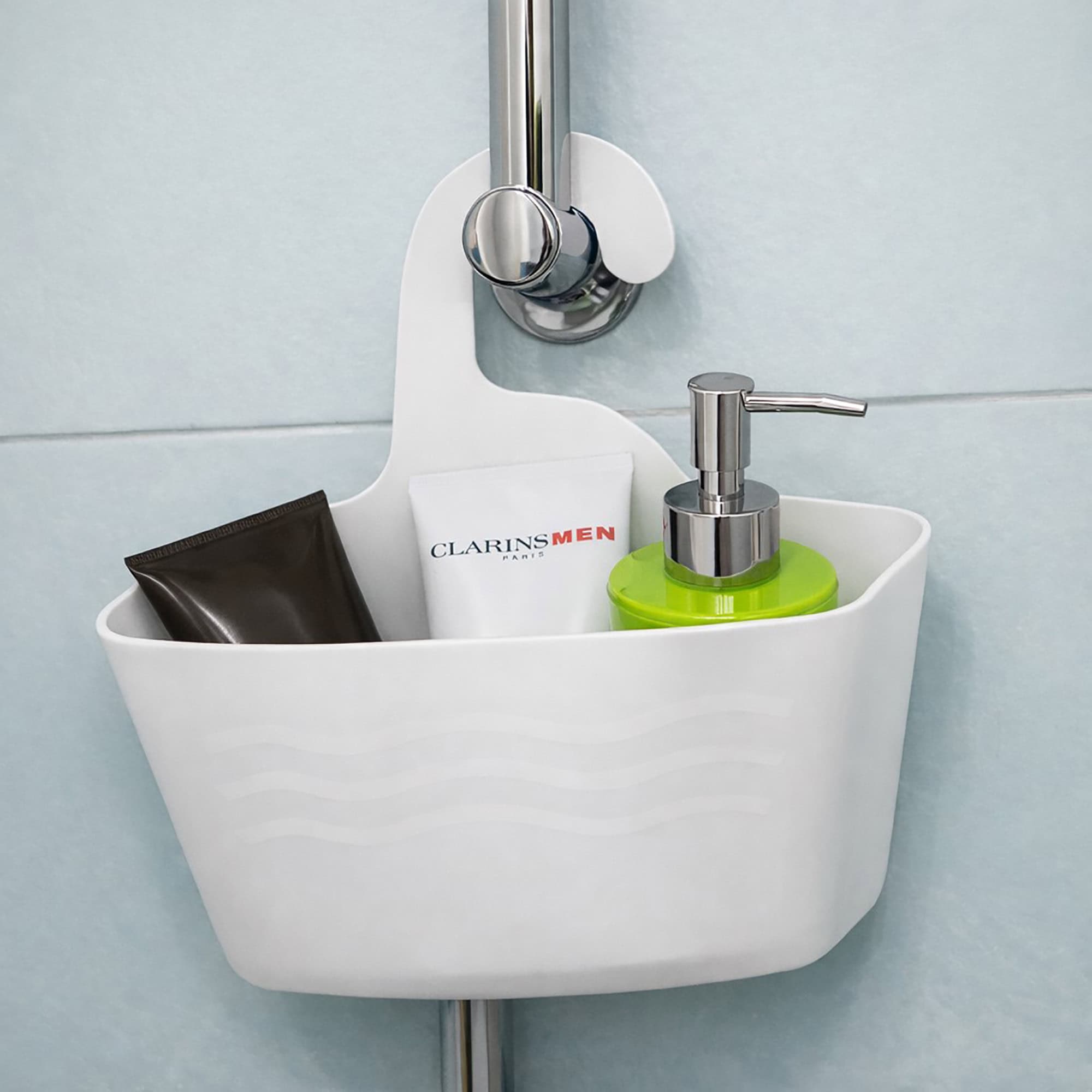 evideco-shower-accessories-panier-douche-suspendu-blanc-plastique image 3
