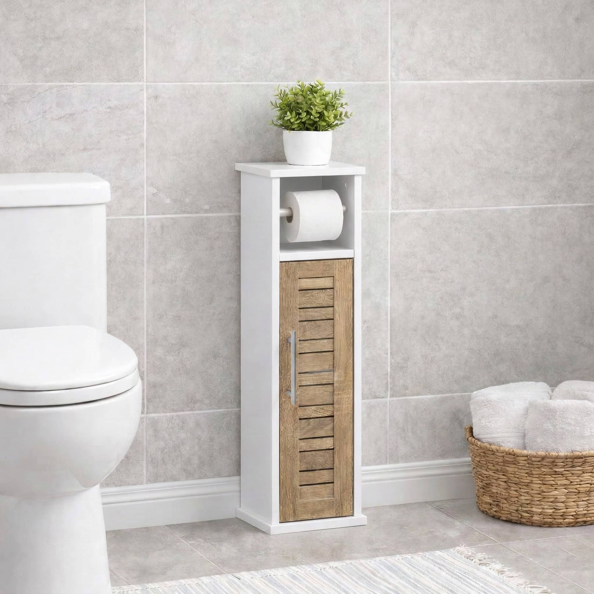evideco-stockholm-meuble-wc-rangement-papier-toilette-blanc-ch-ne image 1