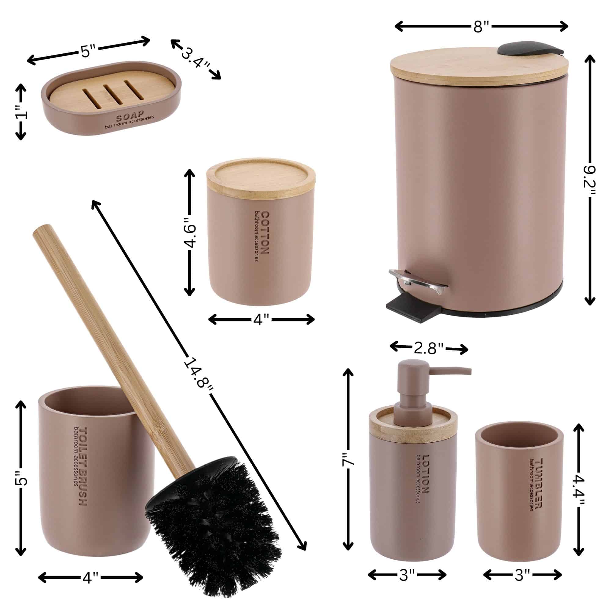 evideco-bathroom-accessories-set-salle-de-bain-6-pi-ces-cappuccino image 5
