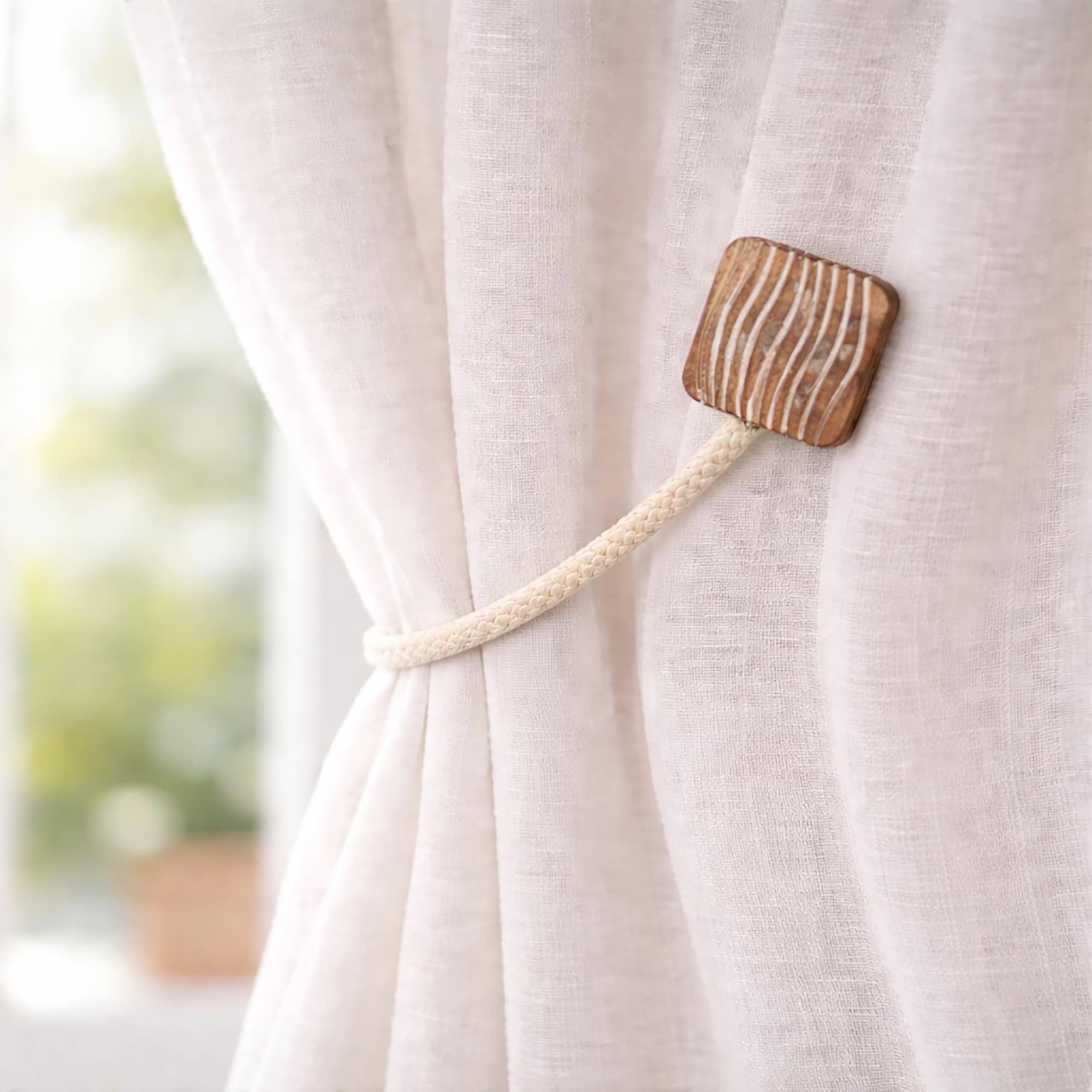 evideco-home-accessories-embrasse-rideau-magnetique-bois-lot-2-naturel image 2