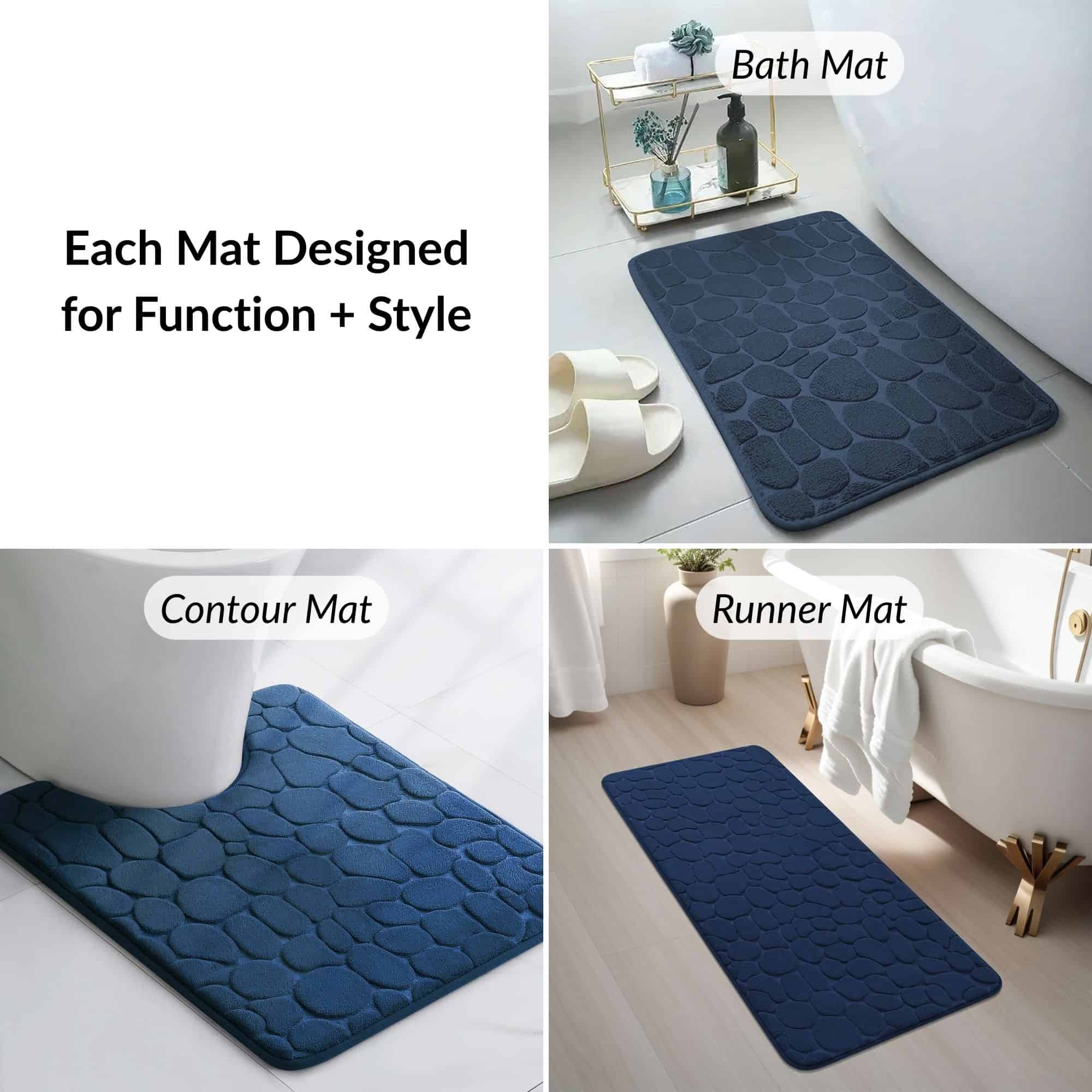 evideco-memory-foam-tapis-de-bain-bleu-marine-lot-3-antid-rapant image 4