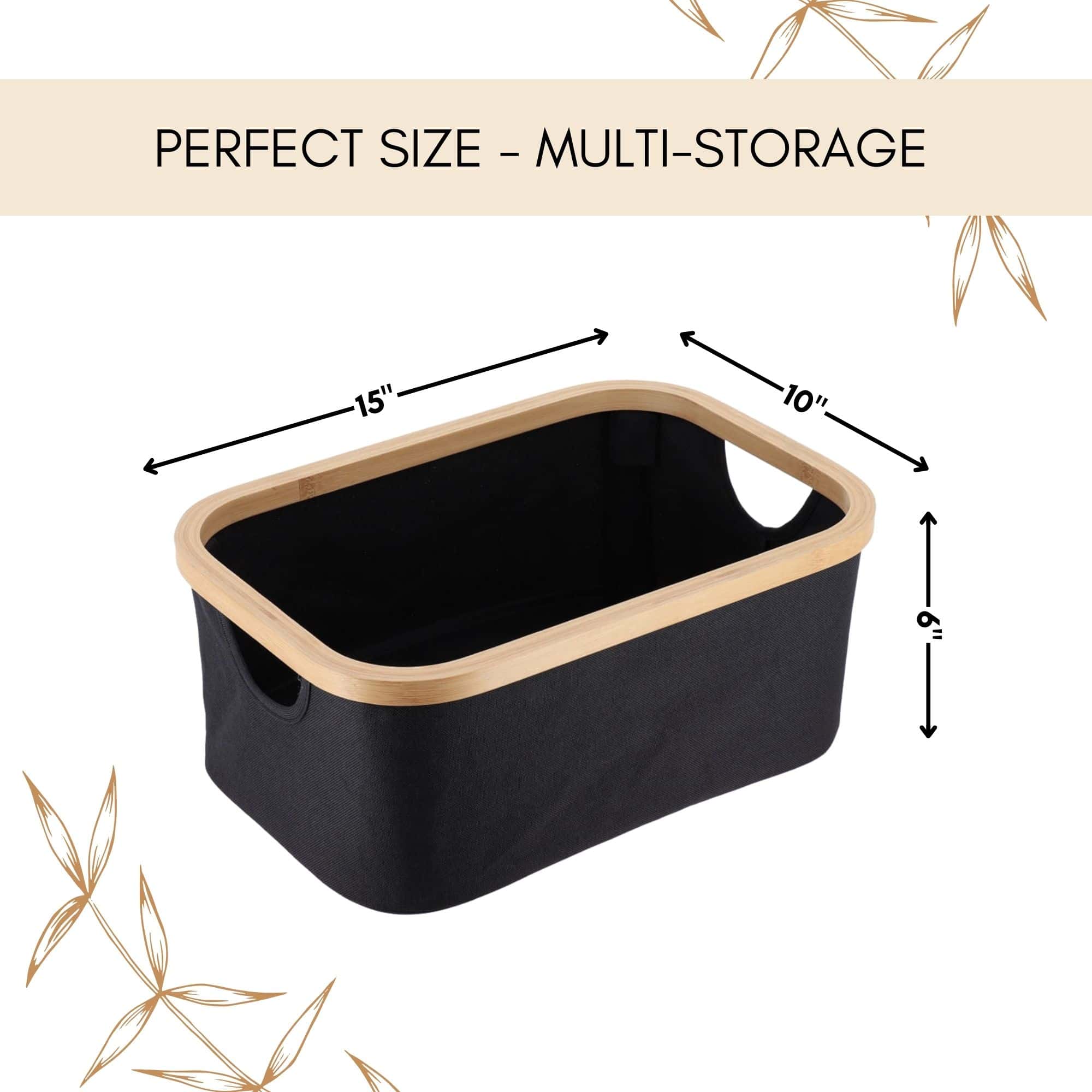 evideco-bathroom-storage-panier-pliable-noir-bambou-15x10x7 image 3