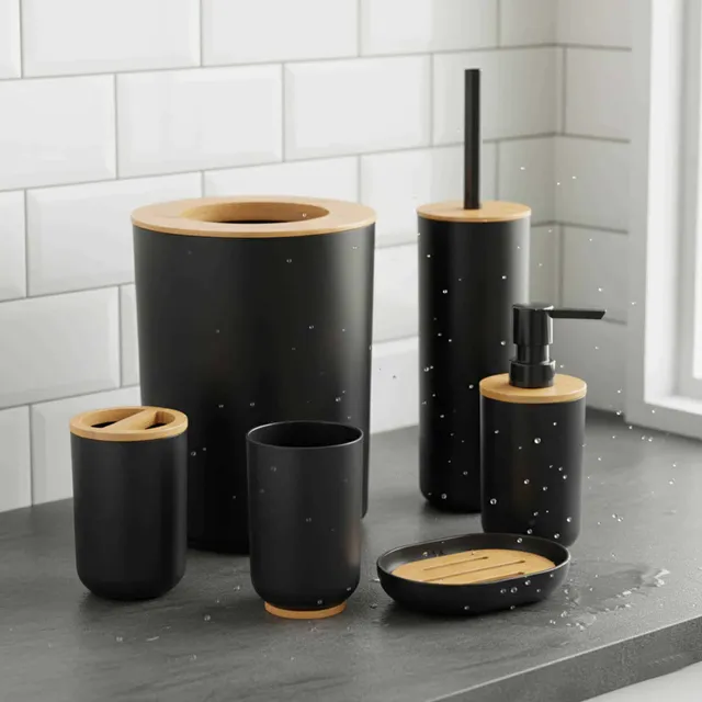 evideco-bathroom-accessories-set-salle-de-bain-padang-noir-6-pi-ces image 1