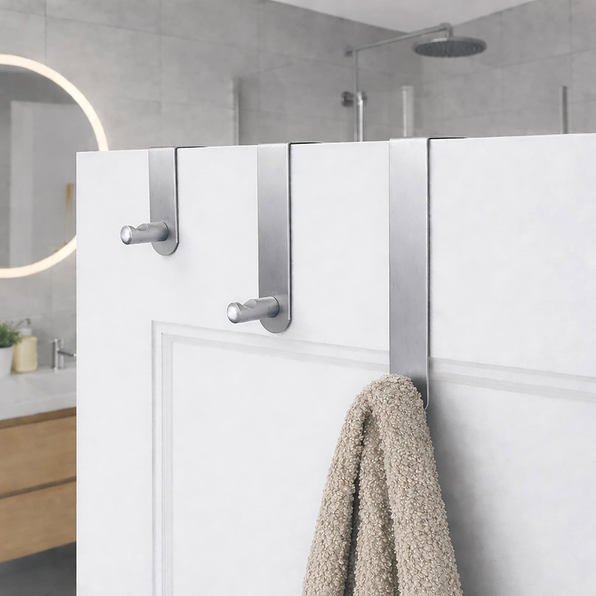 evideco-bathroom-storage-crochets-de-porte-argent-lot-3-porte-manteau image 1