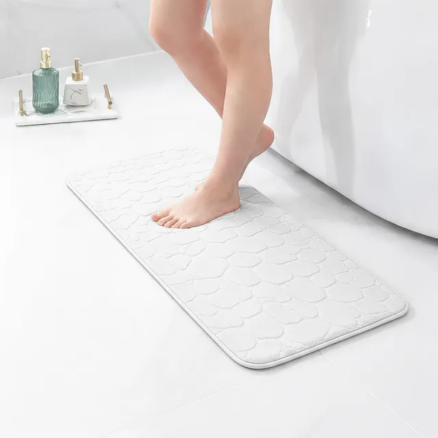evideco-tapis-bain-m-moire-blanc-galet-runner-122x46-cm image 1