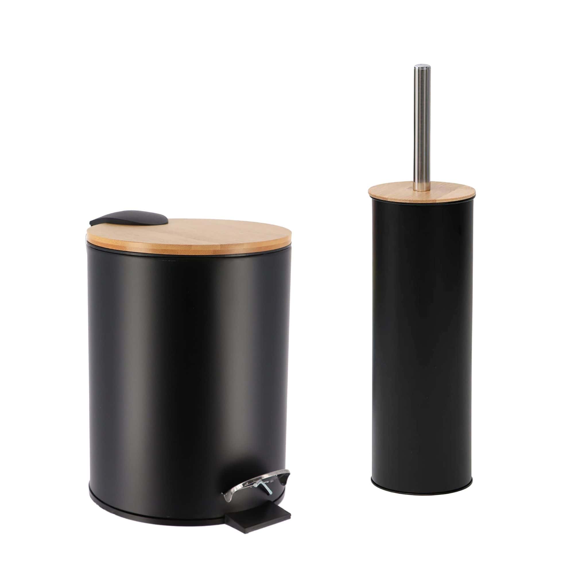 evideco-set-salle-de-bain-noir-bambou-poubelle-brosse-wc image 8