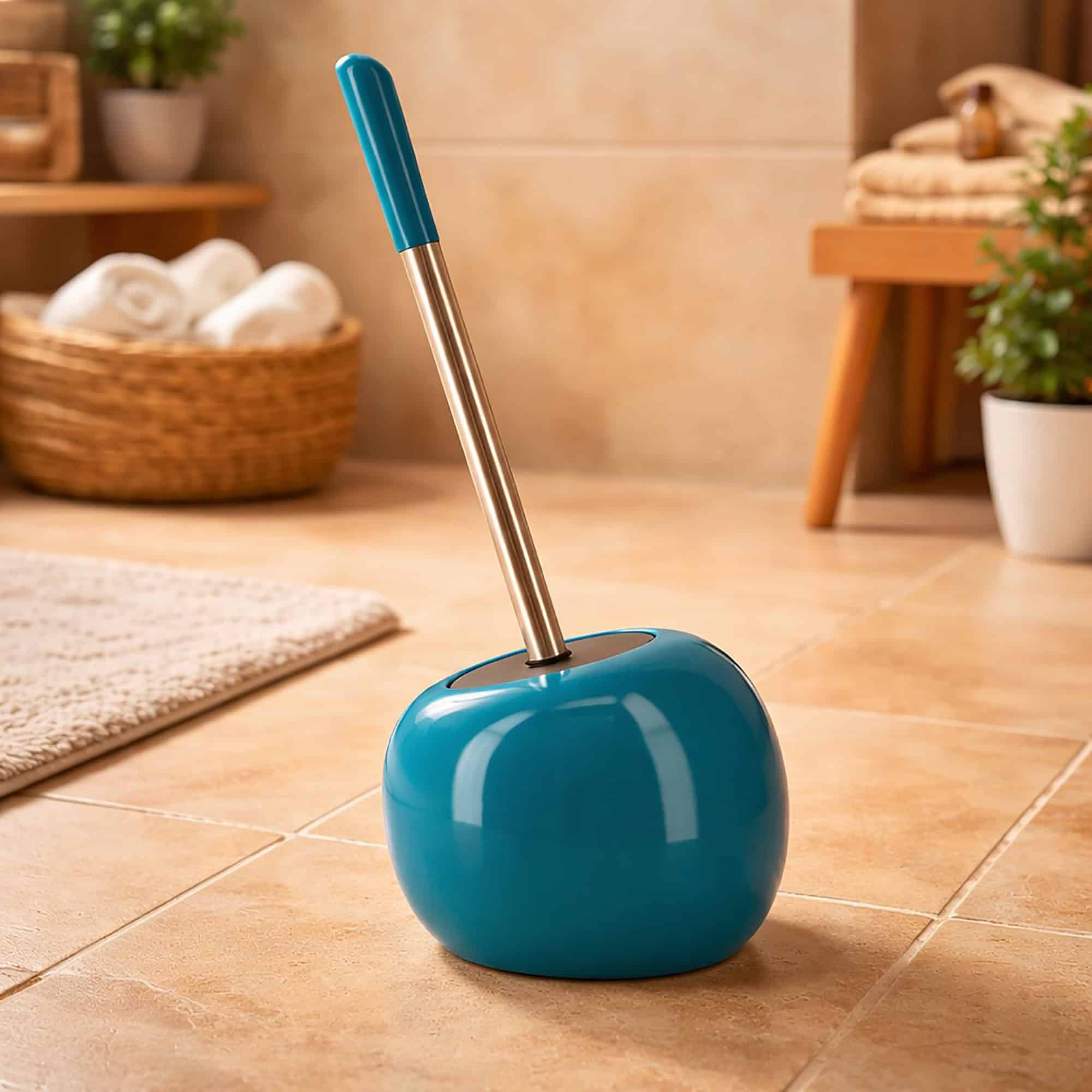 evideco-pise-brosse-wc-bleu-paon-avec-support-autoportant image 1