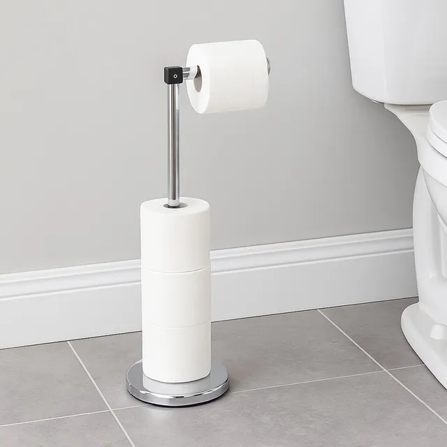 evideco-porte-papier-toilette-chrome-sur-pied-bras-pliable-r-serve image 1