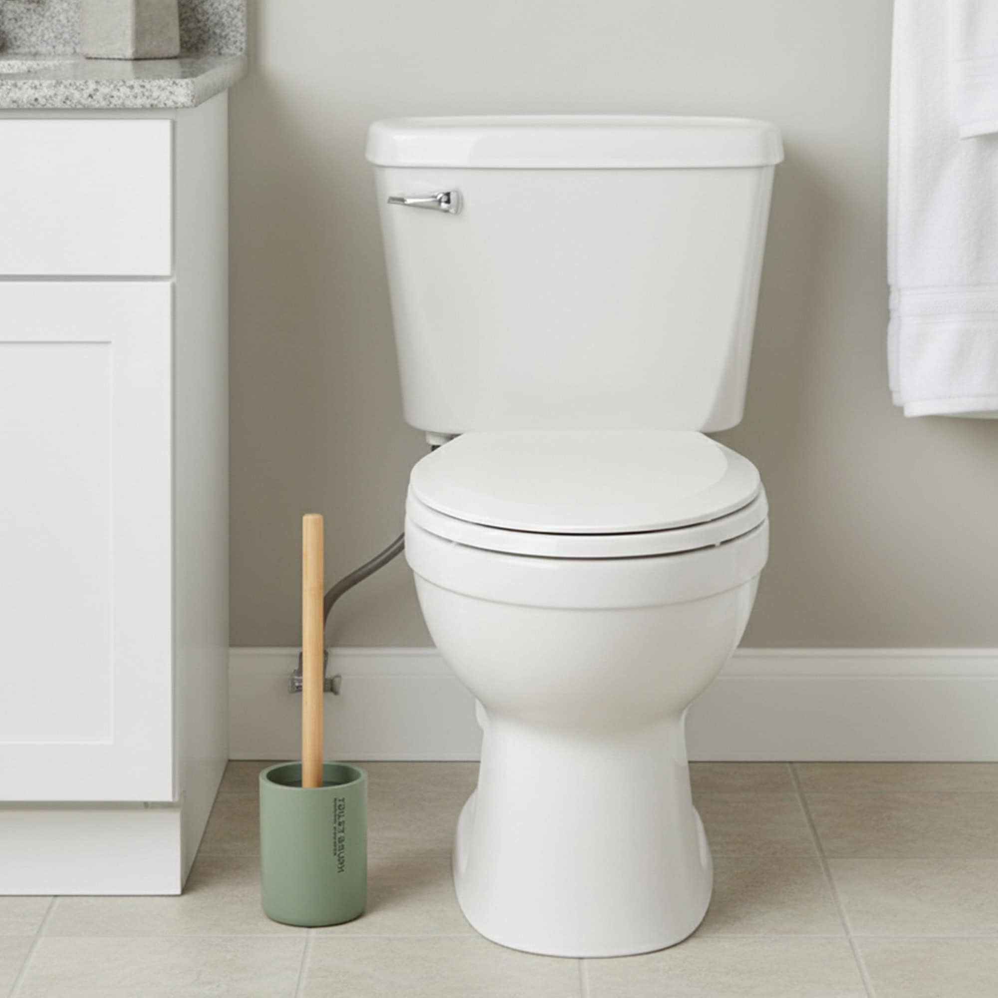 evideco-brosse-wc-verte-mate-manche-bambou-support-polyresine image 2
